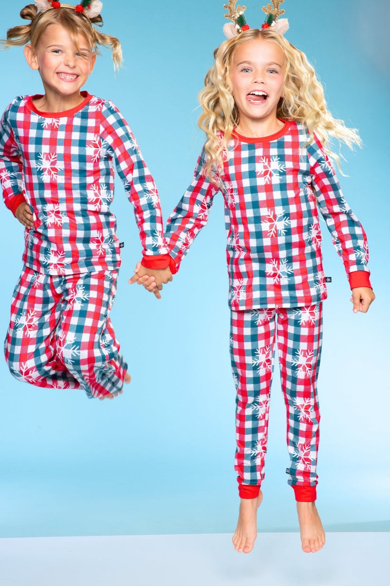 Simply Soft Long Sleeve Crew & Slim Lounge Bottom - Unisex Red Green Christmas Plaid - NEW!