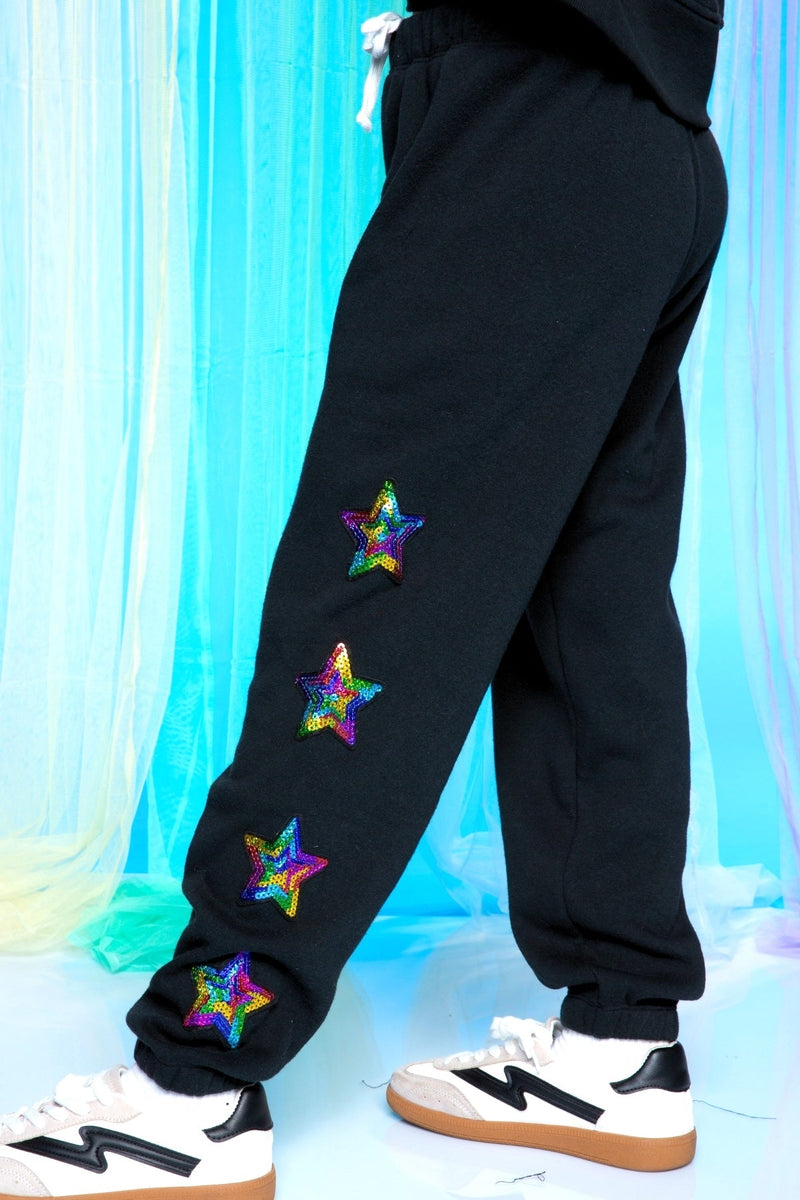 Cotton Soft French Terry Sweatpant ••• - Black Rainbow Stars - NEW!