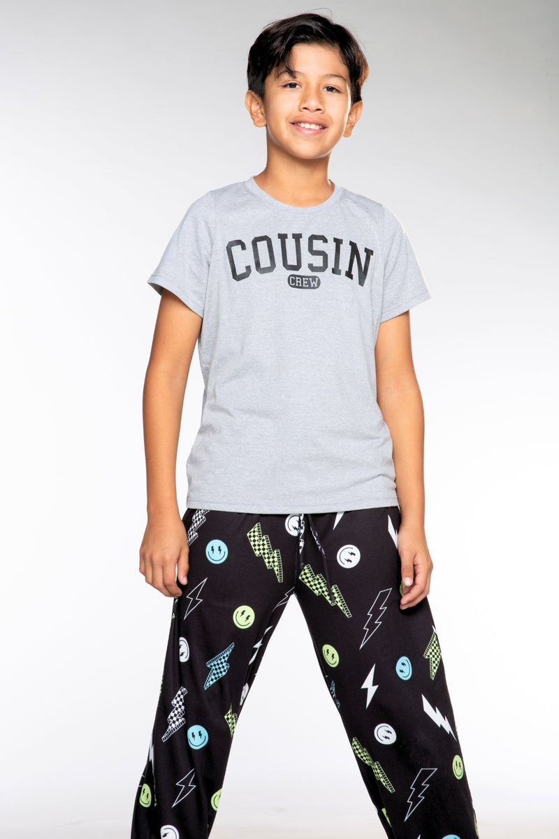 Triblend Graphic Tee & Simply Soft Karate Pant - Black Grey Cousin Crew Smile - NEW!