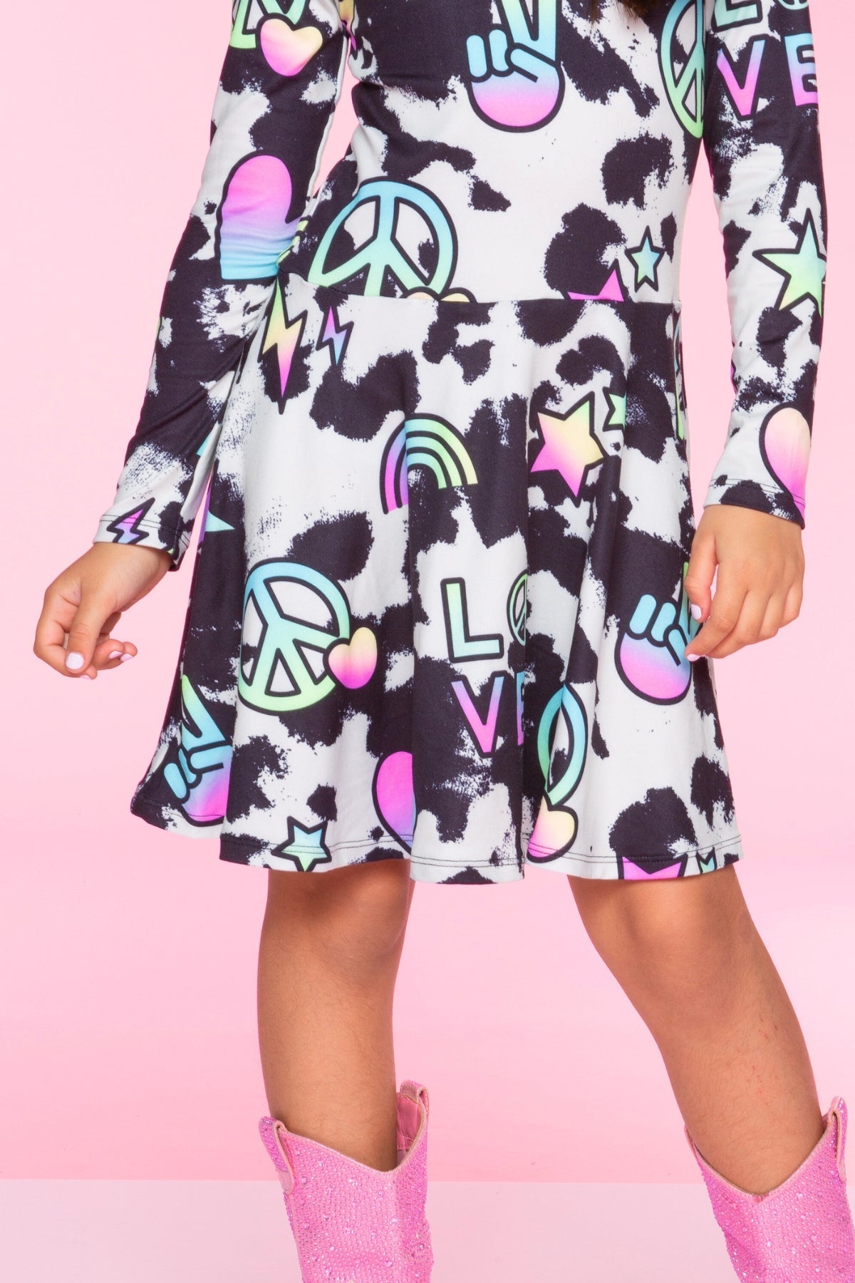 Simply Soft Long Sleeve Skater Dress - Purple Pink Elements