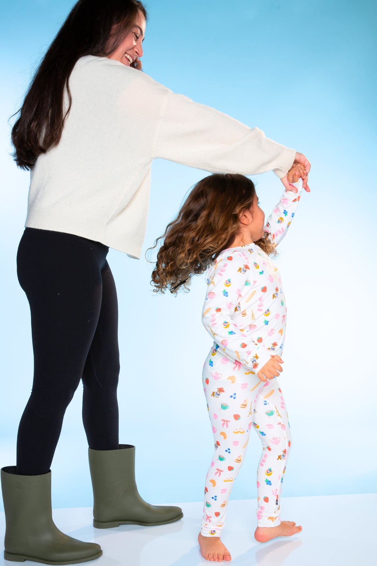 Simply Soft Long Sleeve Crew & Slim Lounge Bottom. - Lt Pink Paris Icons