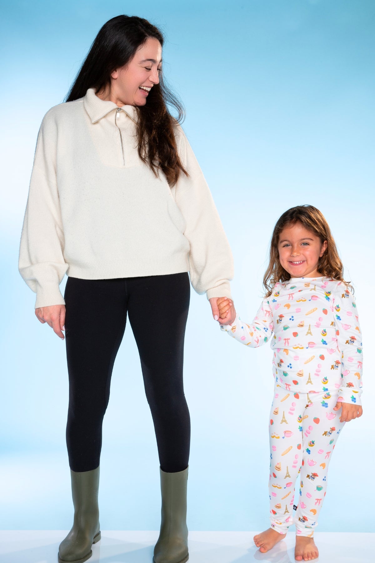 Simply Soft Long Sleeve Crew & Slim Lounge Bottom. - Lt Pink Paris Icons