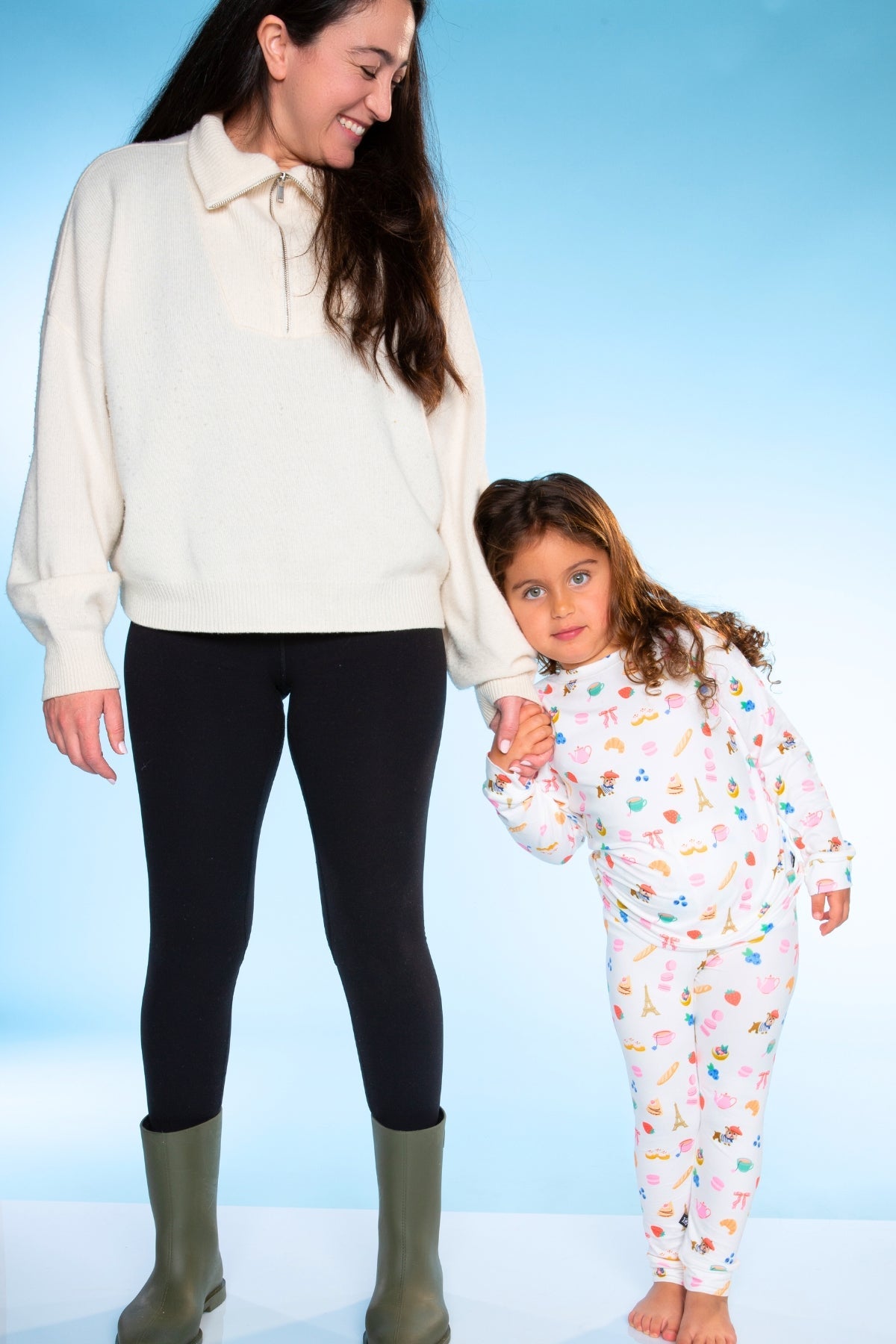Simply Soft Long Sleeve Crew & Slim Lounge Bottom. - Lt Pink Paris Icons