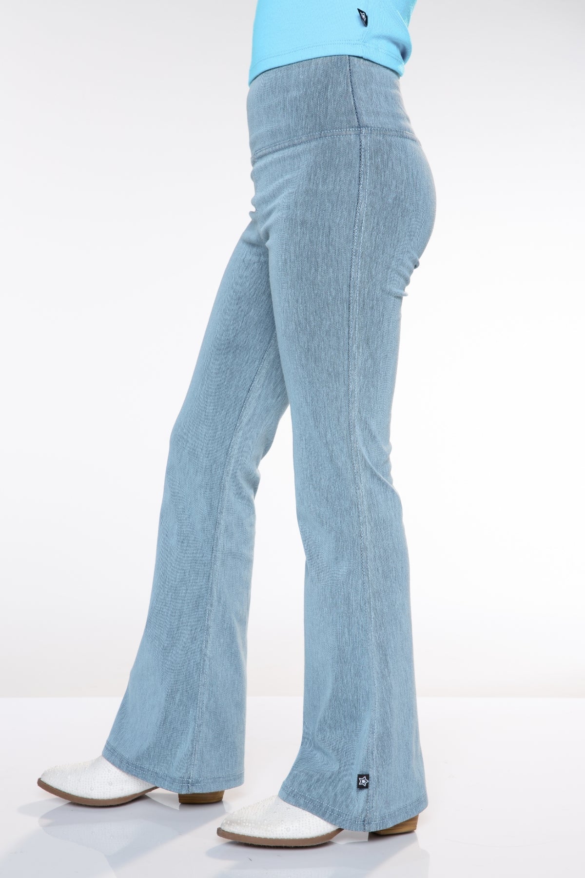 Super Stretch Soft Denim Flare Jegging - Light Blue Denim - NEW!