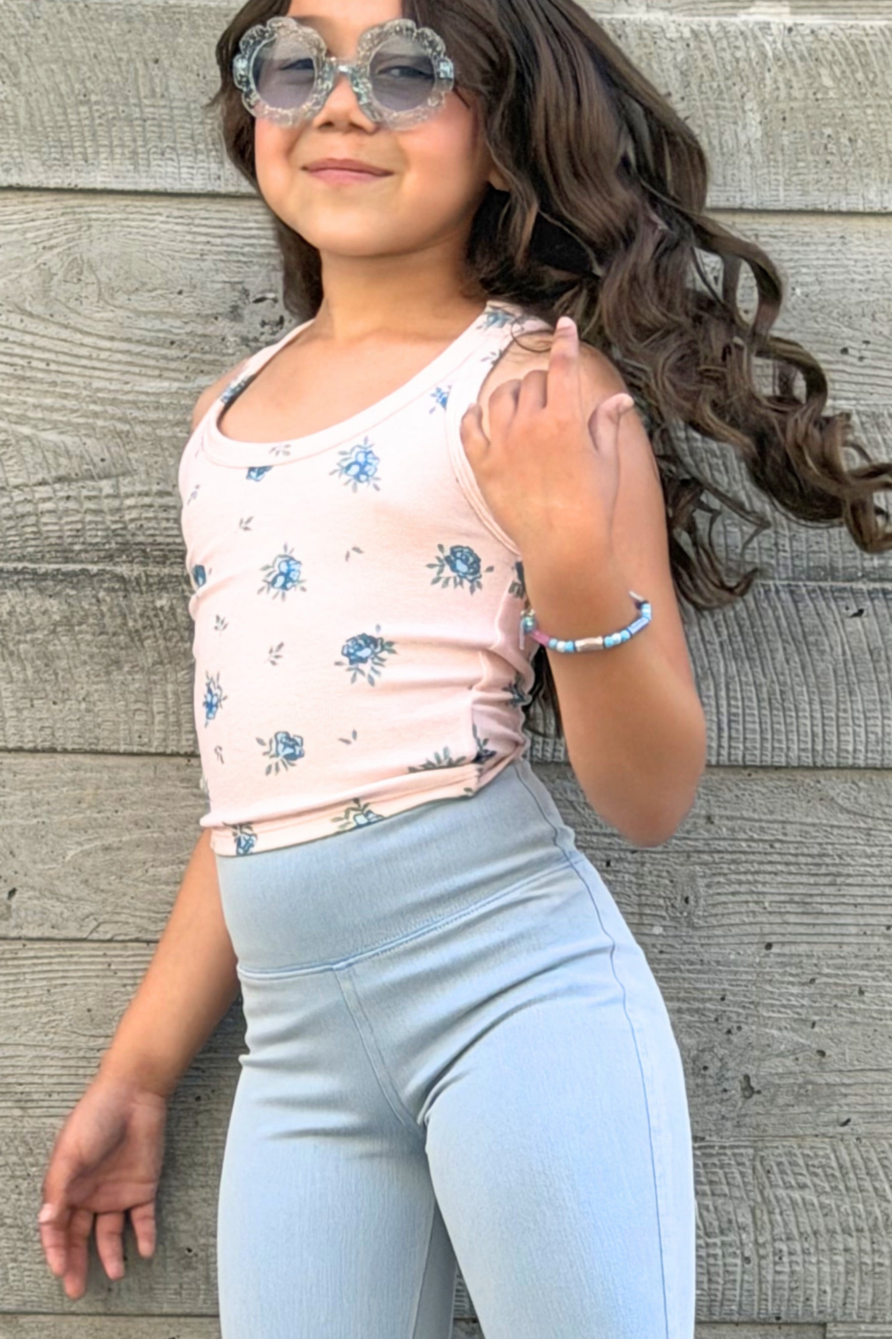 2 Pack Ultra-Soft Ribbed Scoop Racer Tank - Lt Blue Ditsy Floral | Lt Pink Ditsy Floral