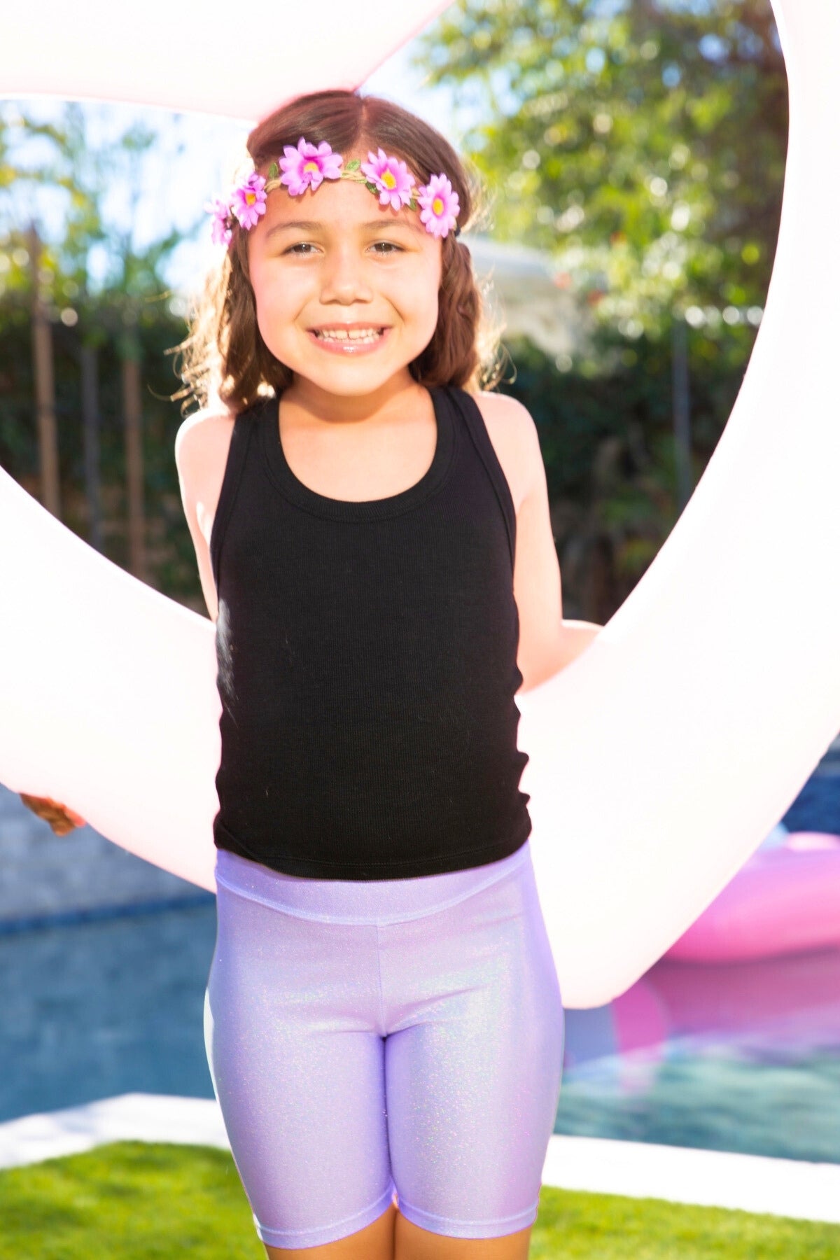 High Shine Biker Short - Pink Glitter Gummy Bear