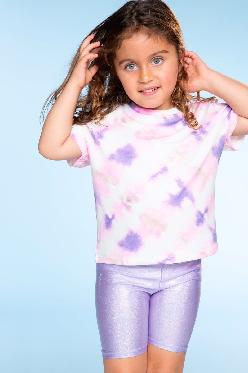 High Shine Biker Short - Purple Glitter