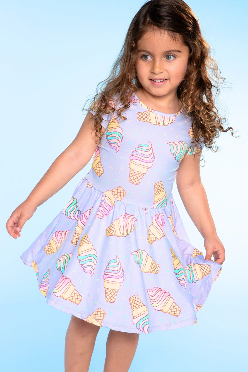 Simply Soft Short Sleeve Be Happy Dress - Lilac Rainbow Ice Cream - NEW!