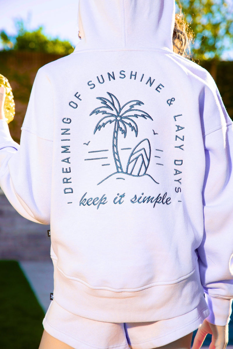 Cloud Soft French Terry Everyday Hoodie - Lilac Denim Palm - NEW!