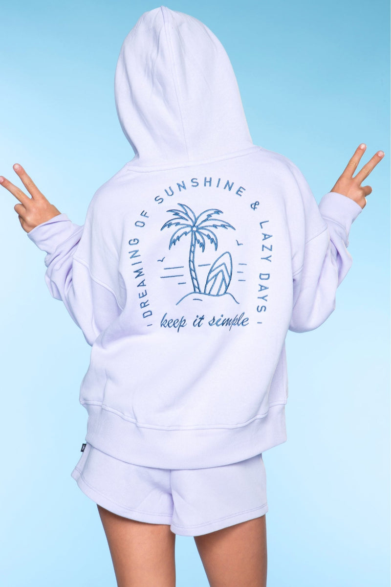 Cloud Soft French Terry Everyday Hoodie - Lilac Denim Palm
