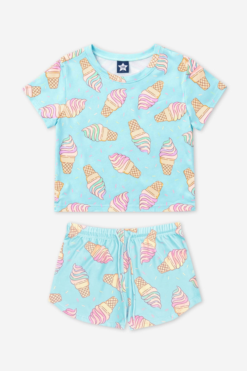 Simply Soft Easy Tee & Dolphin Short - Blue Rainbow Ice Cream - NEW!
