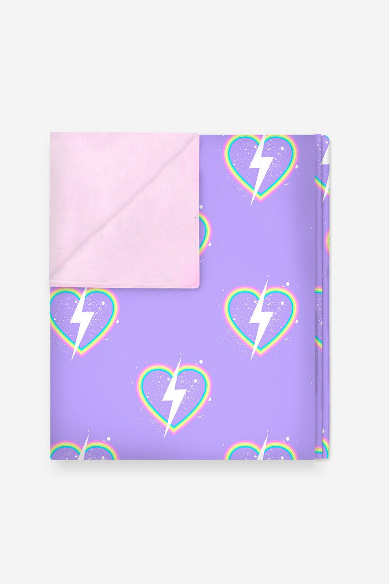 Simply Soft Reversible Blanket - Purple Heart Bolt - NEW!