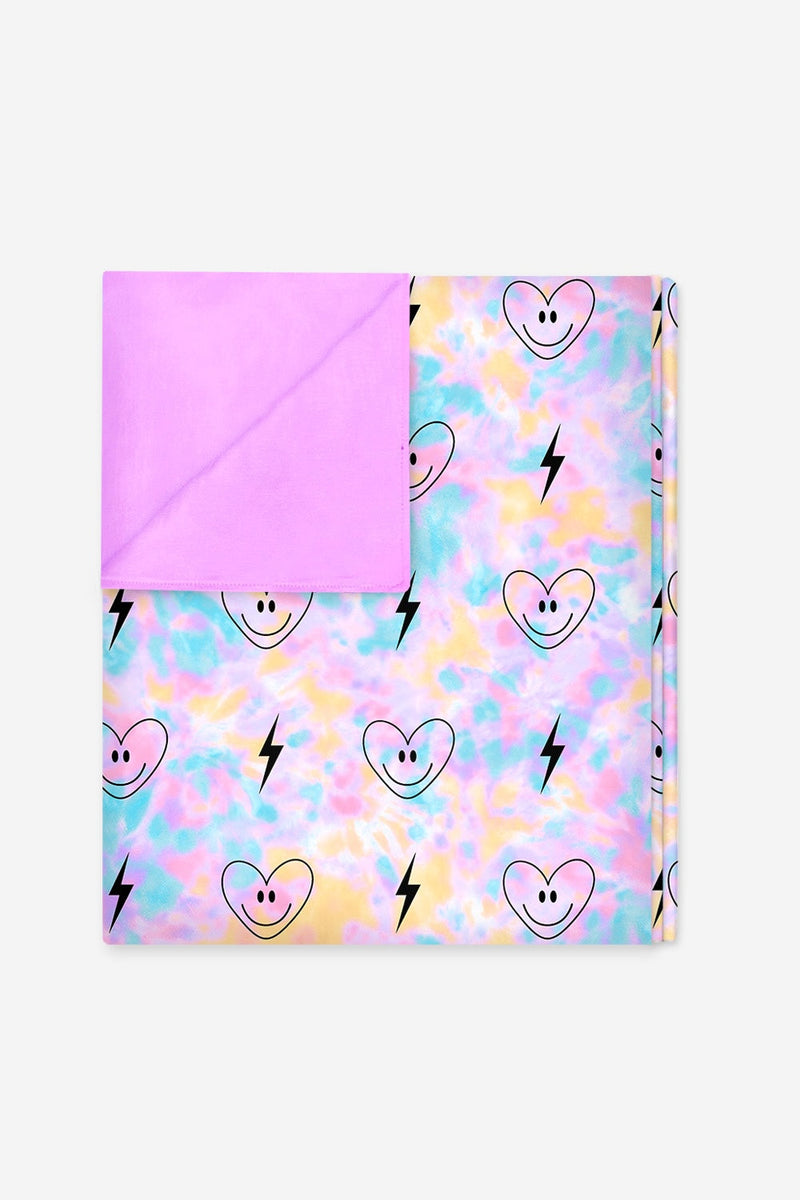 Simply Soft Reversible Blanket - Pastel Tie Dye Heart Bolt - NEW!