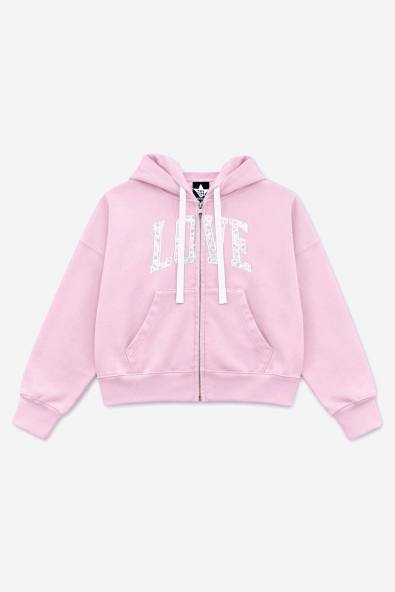 Cloud Soft French Terry Drop Shoulder Zip Hoodie - Dusty Pink Floral Love - NEW!