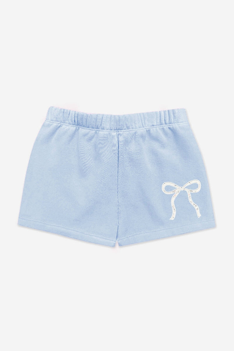 Cloud Soft French Terry Dolphin Short - Light Blue Floral Bow - NEW!