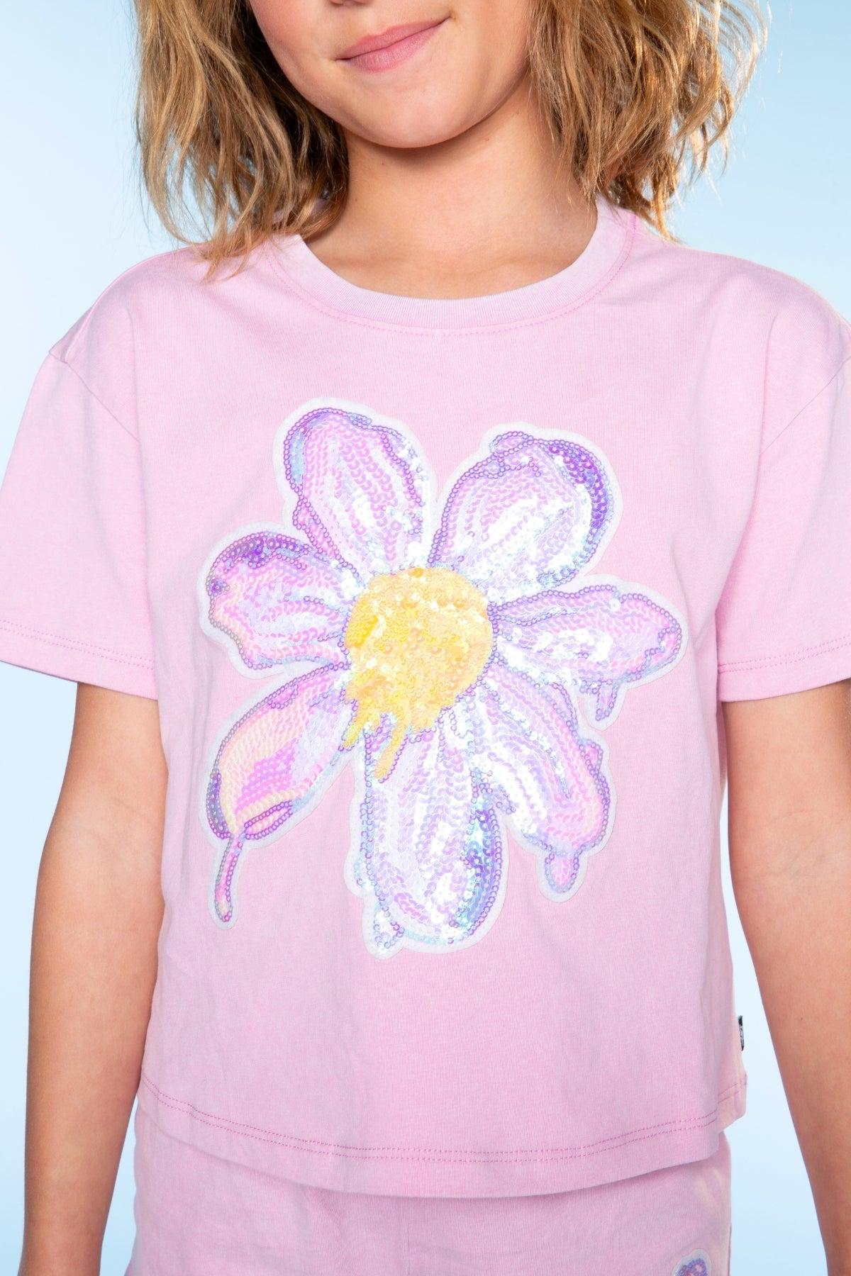 Vintage Washed Cotton Easy Tee & Dolphin Short Set - Pink Butterfly