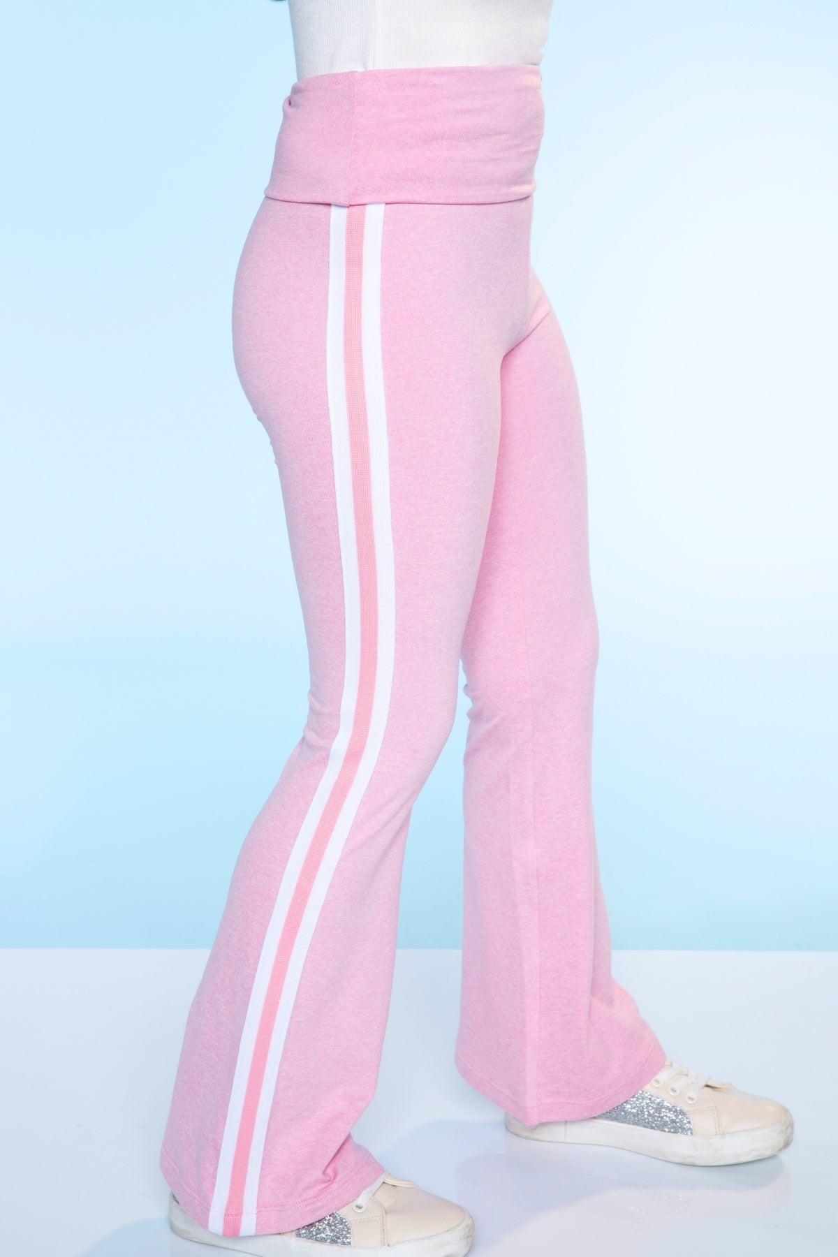 Simply Soft Luxe Foldover Flare - Dusty Pink White Stripe