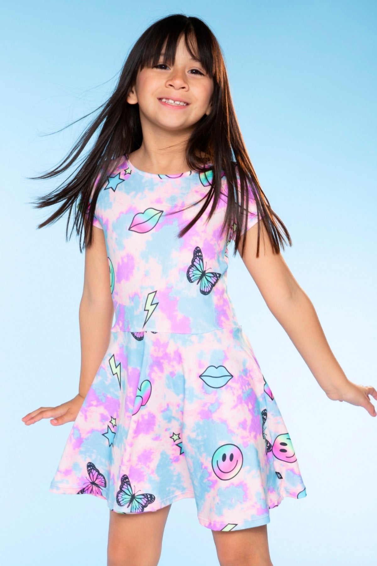 2-Pack Simply Soft Short Sleeve Dress - Rainbow Pastel Tie Dye | Lt Pink Rainbow Leopard Heart