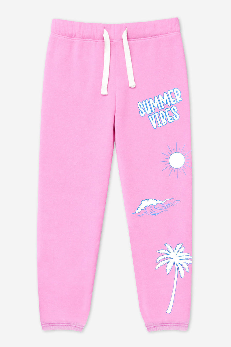 Cloud Soft French Terry Sweatpant - Bubble Gum Pink Palm - NEW!