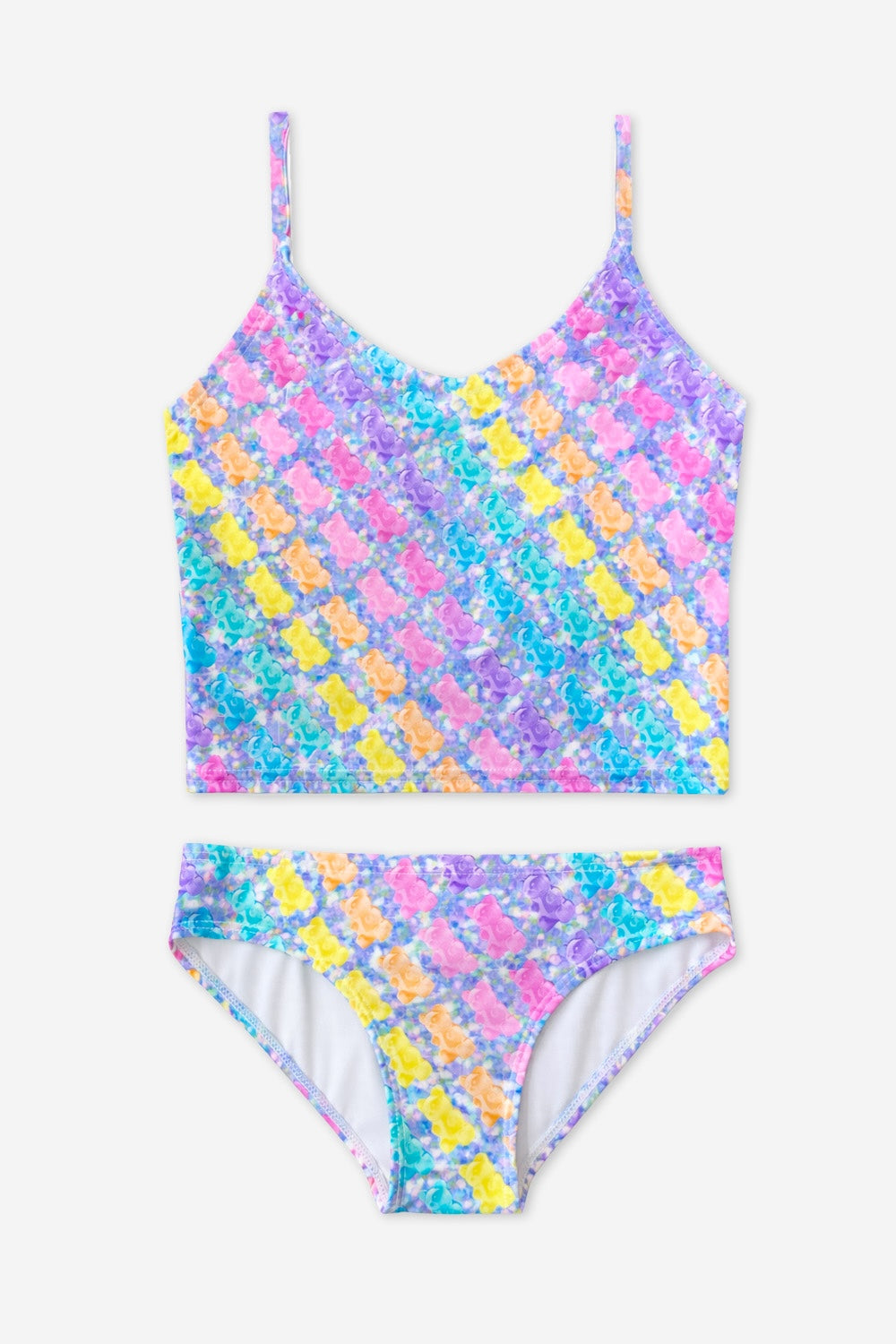 High Shine Tankini - Pastel Rainbow Tie Dye Emoji