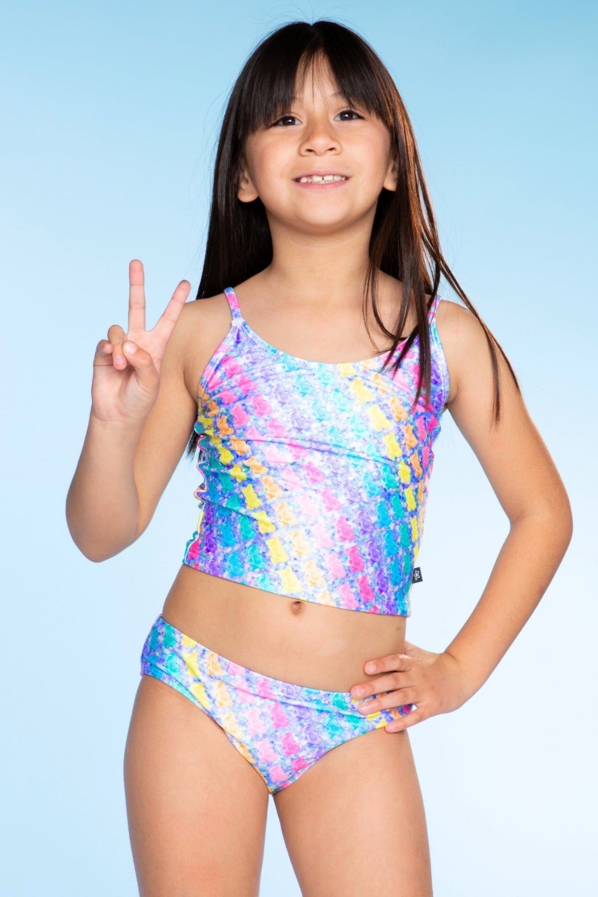 High Shine Tankini - Pastel Rainbow Tie Dye Emoji