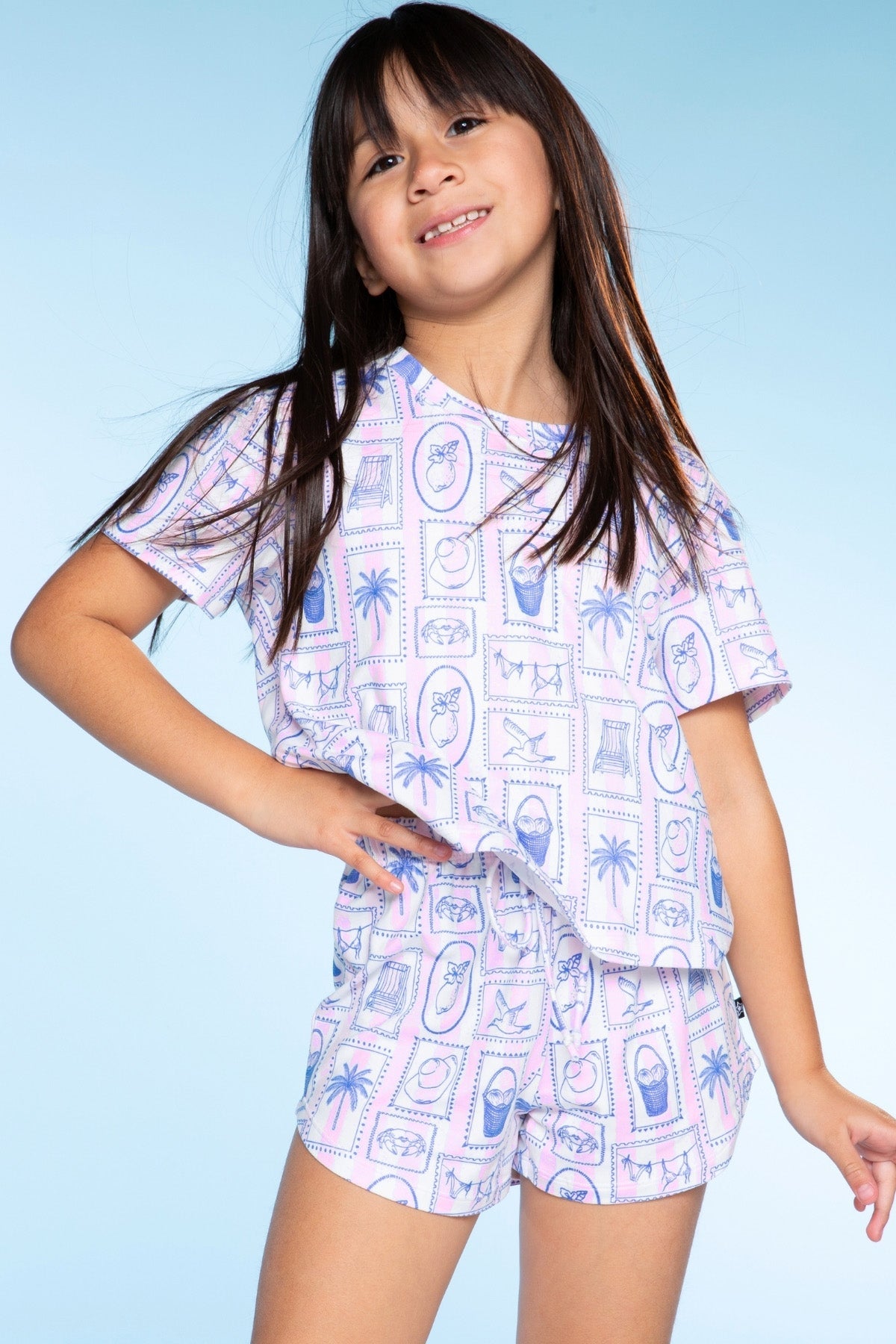 Simply Soft Easy Tee & Dolphin Short - Blue Rainbow Ice Cream
