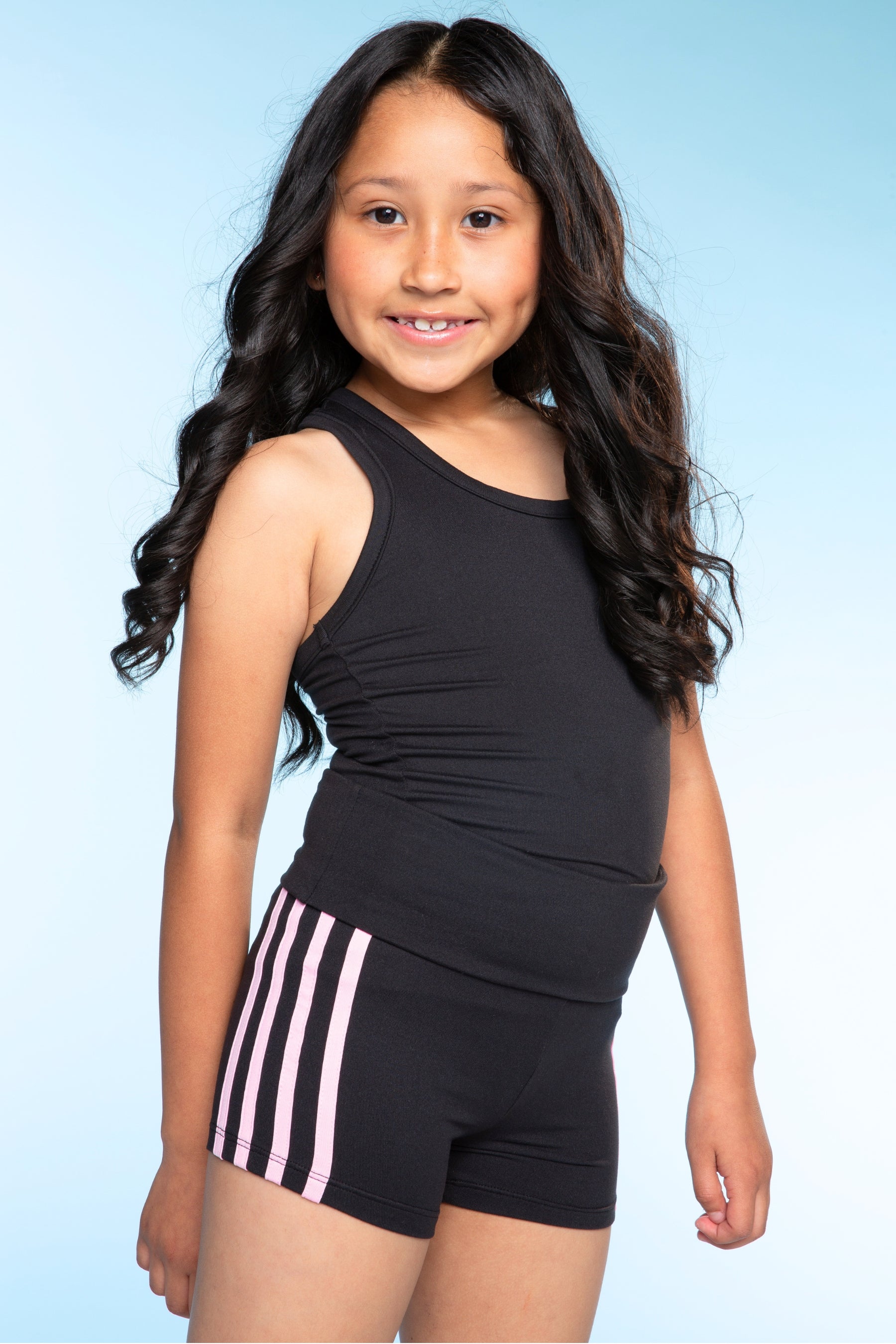 2 Pack Simply Soft Luxe Cropped Racerback Tank & Foldover Short - Black Blush Stripe | Lavender Navy Stripe