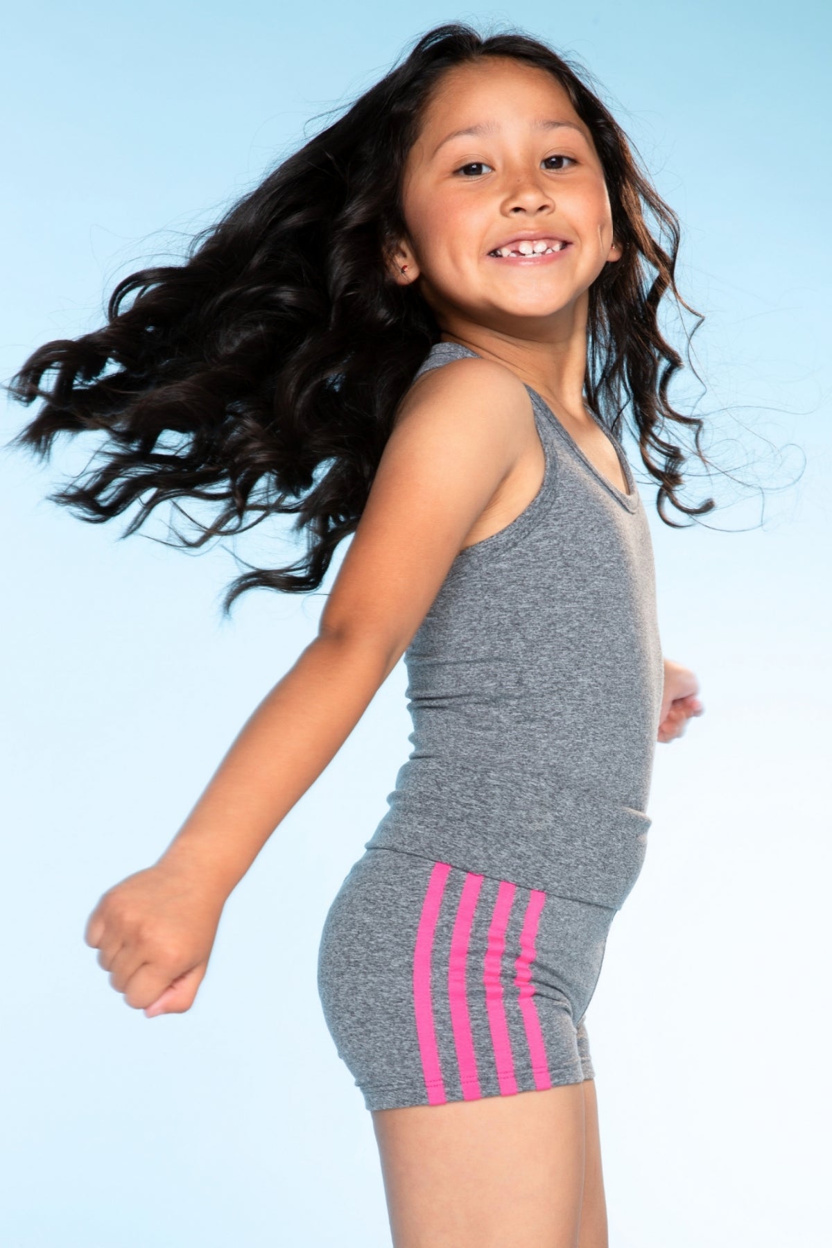 3 Pack Simply Soft Luxe Cropped Racerback Tank & Foldover Short - Black Blush Stripe | Lavender Navy Stripe | Steel Hot Pink Stripe