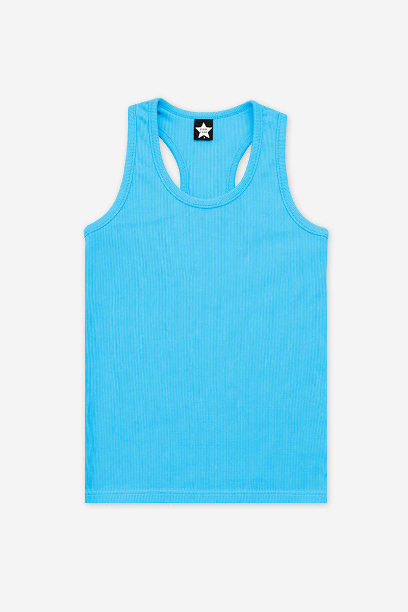 Ribbed Racerback Tank - Neon Blue - NEW!