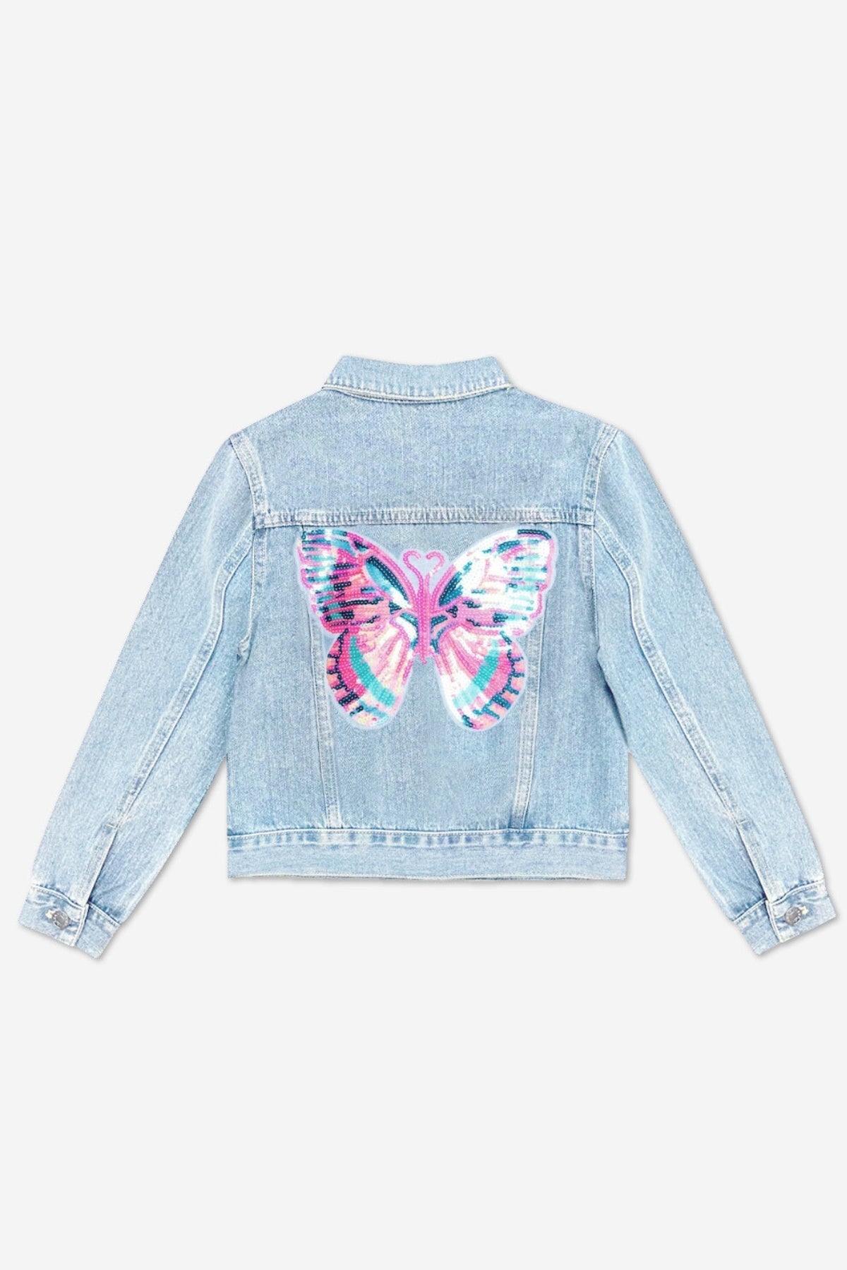 The Perfect Denim Jacket - Denim Sequin Leopard Heart
