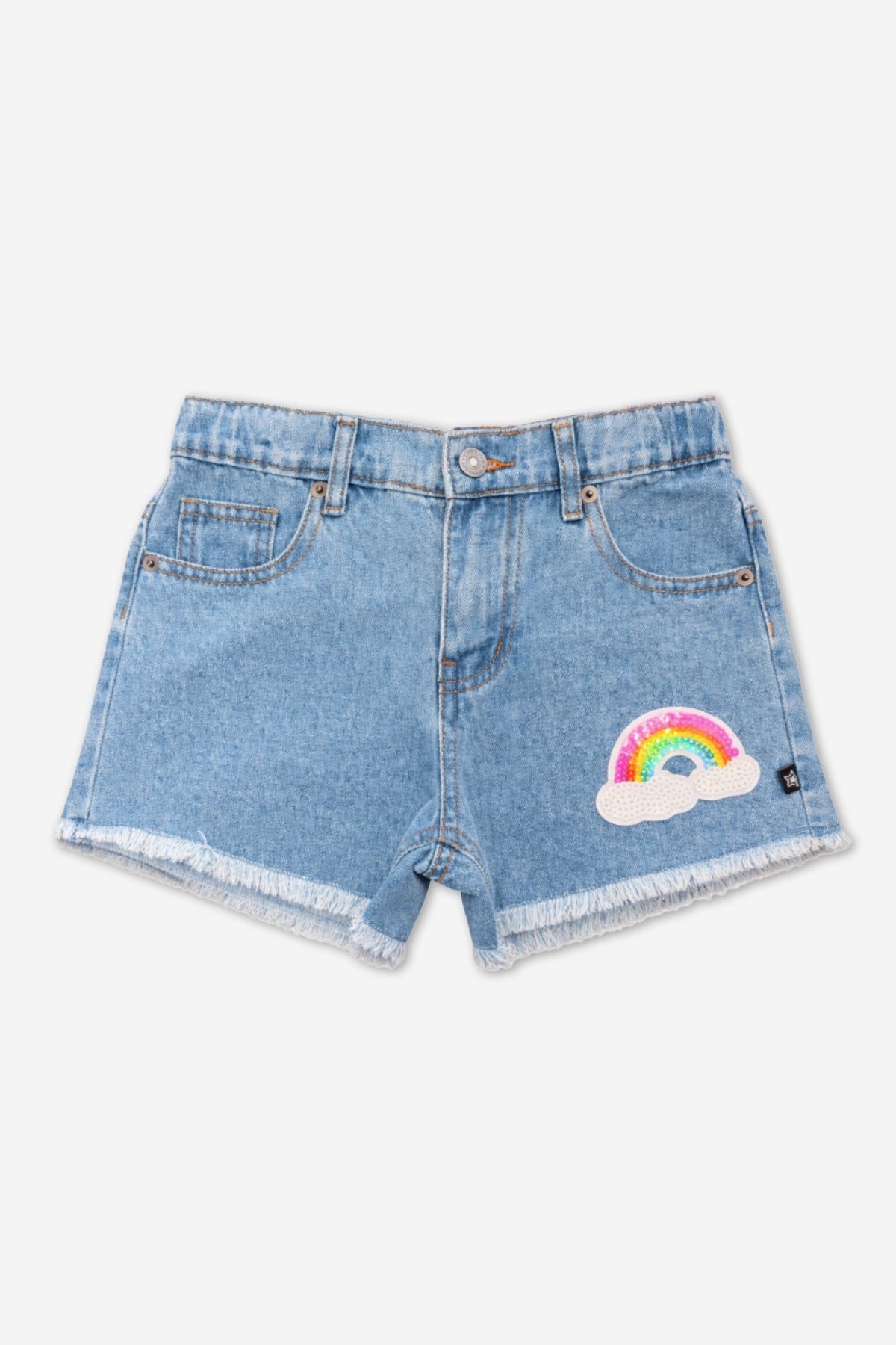 Denim Girlfriend Short - Denim Sequin Rainbow - NEW!