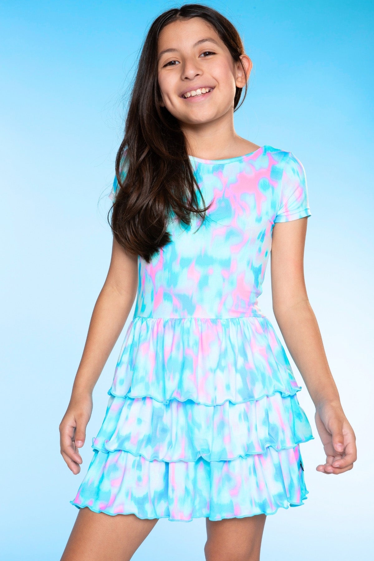 2-Pack Simply Soft Short Sleeve Dress - Rainbow Pastel Tie Dye | Lt Pink Rainbow Leopard Heart