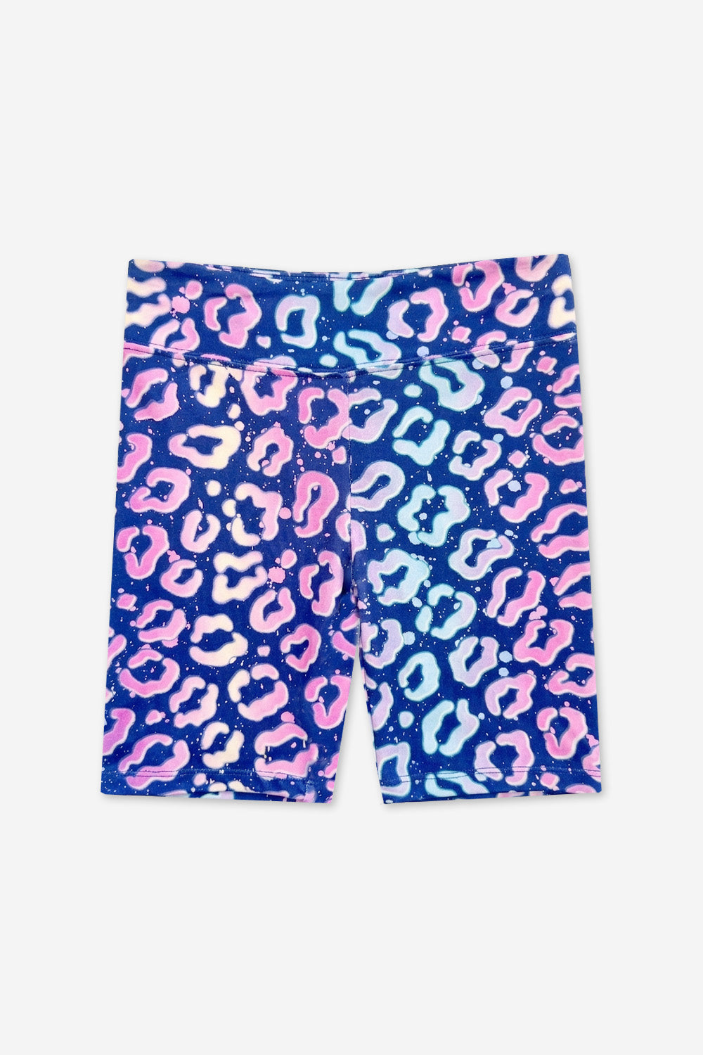 Simply Soft Biker Short - Denim Leopard Splatter