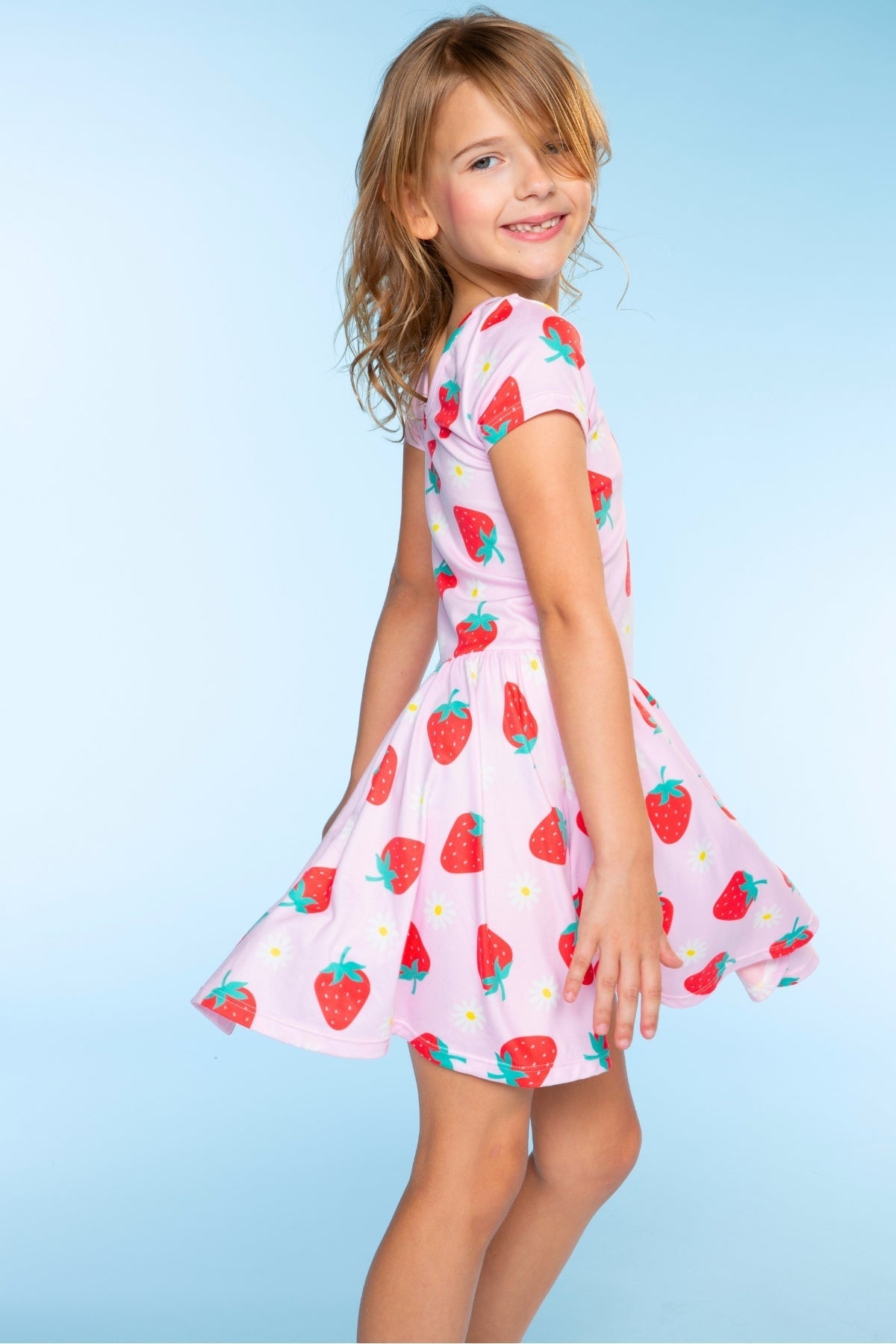 Simply Soft Short Sleeve Scoop Back Be Happy Dress - Lt Pink Rainbow Leopard Heart