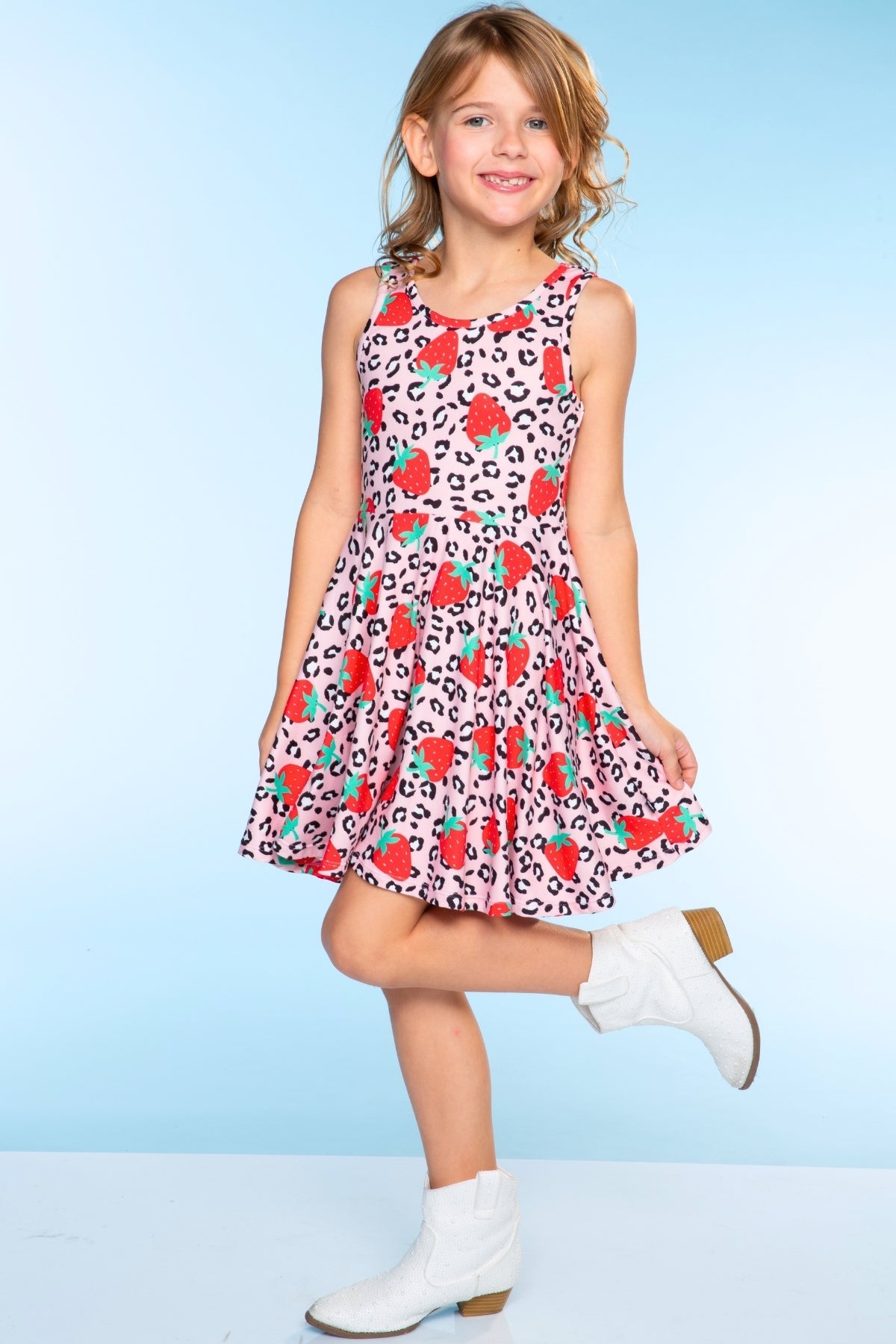 Simply Soft Tank Super Twirl Dress - Strawberry Leopard
