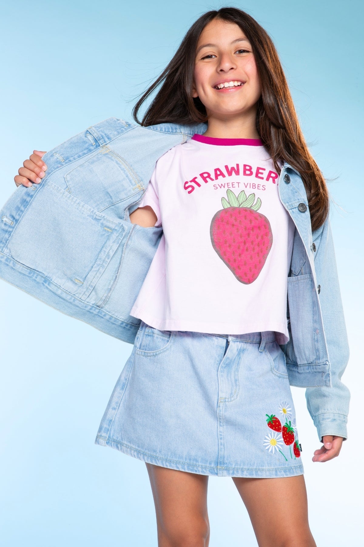 Washed Cotton Drop Shoulder Tee. - Pink Strawberry Vibes - NEW!