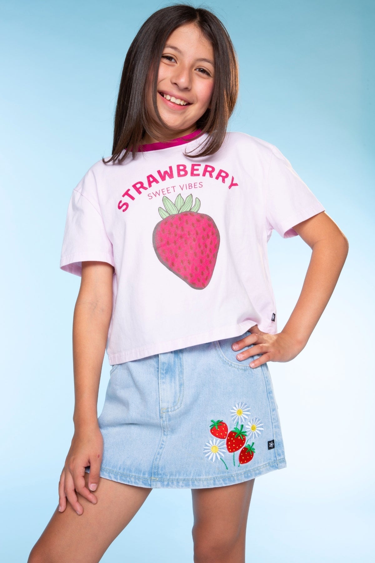 Washed Cotton Drop Shoulder Tee. - Pink Strawberry Vibes - NEW!