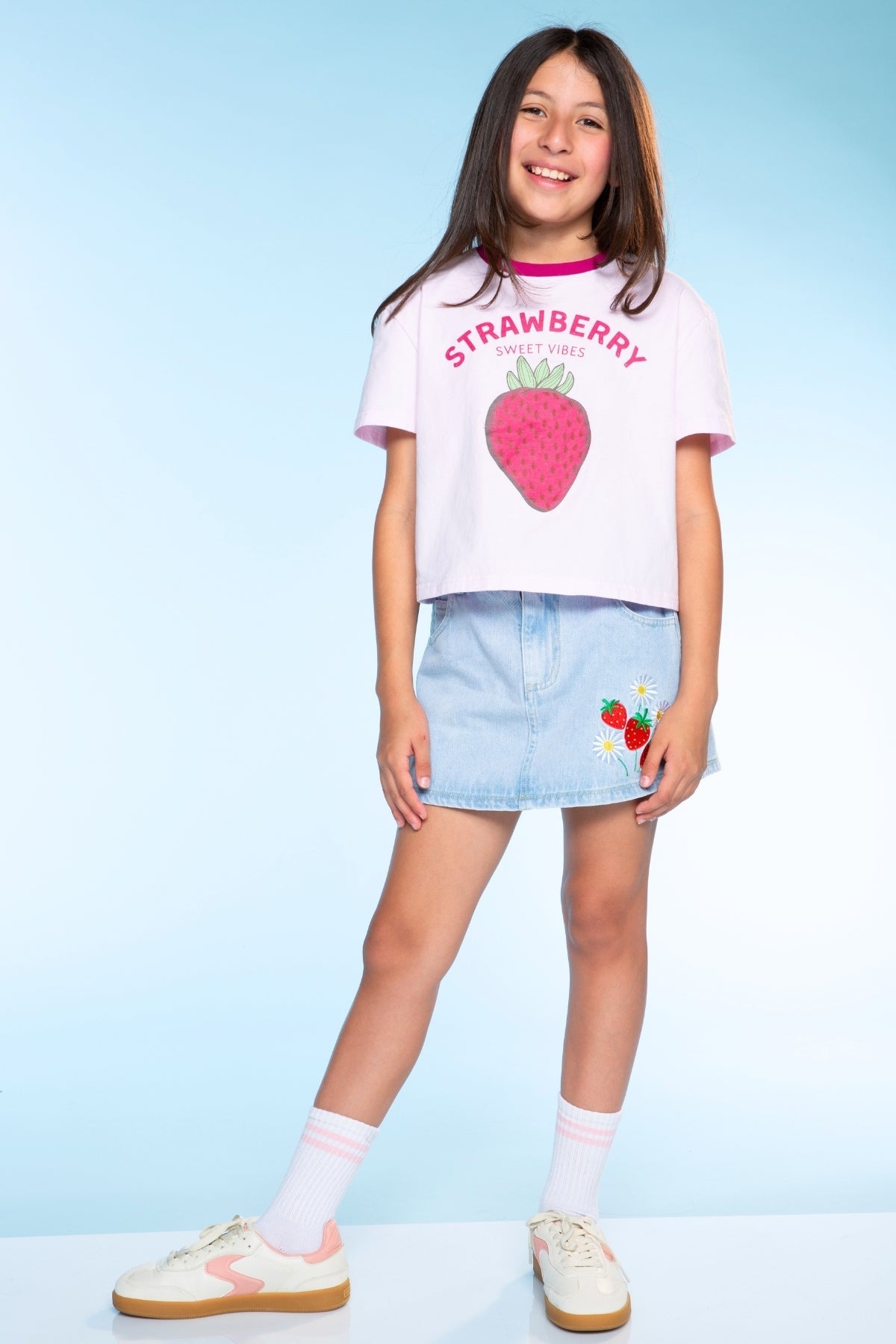 Washed Cotton Drop Shoulder Tee. - Pink Strawberry Vibes - NEW!