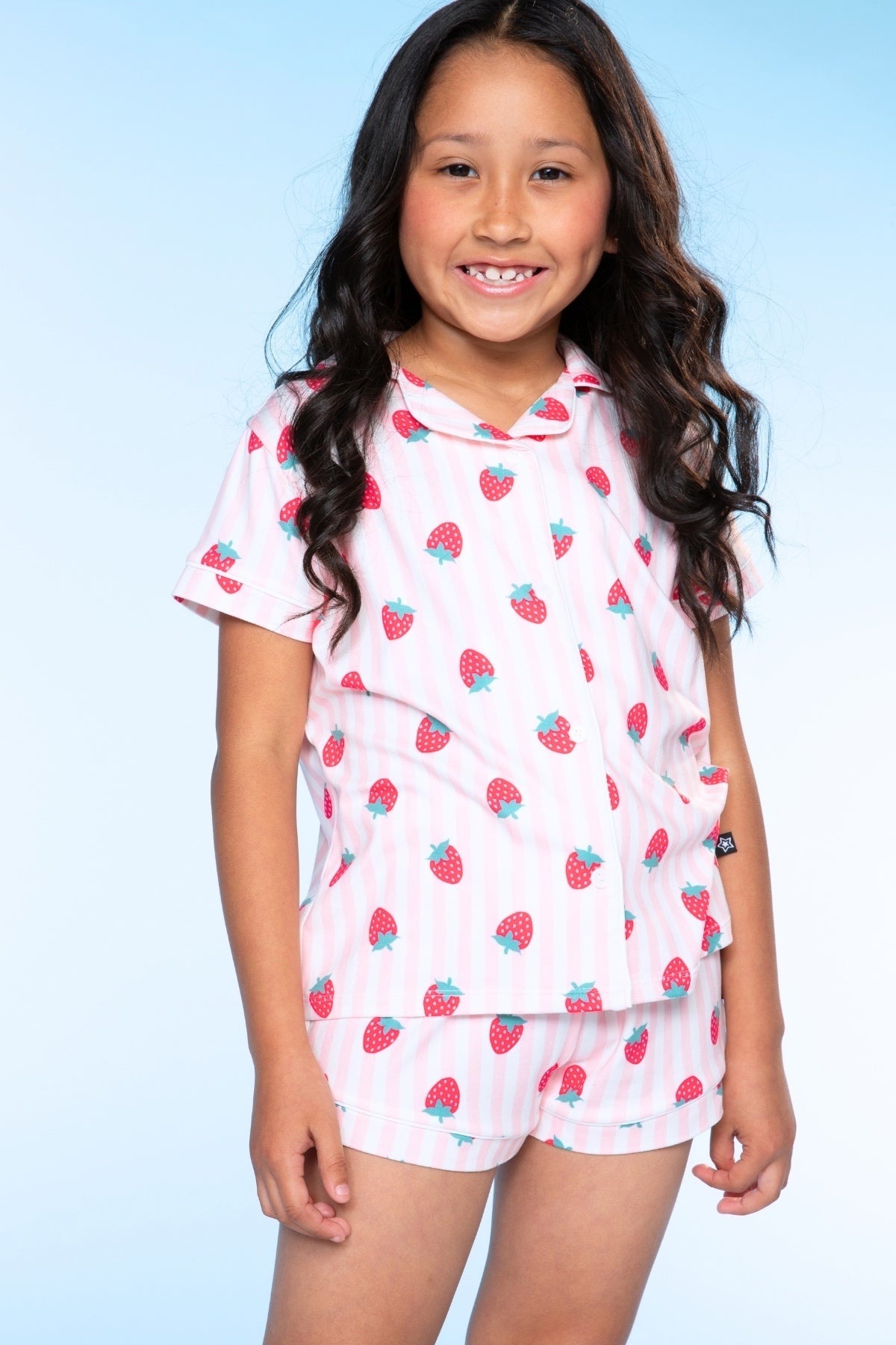 Short Sleeve Simply Soft Button Down Top & Short - Pink Ditsy Floral