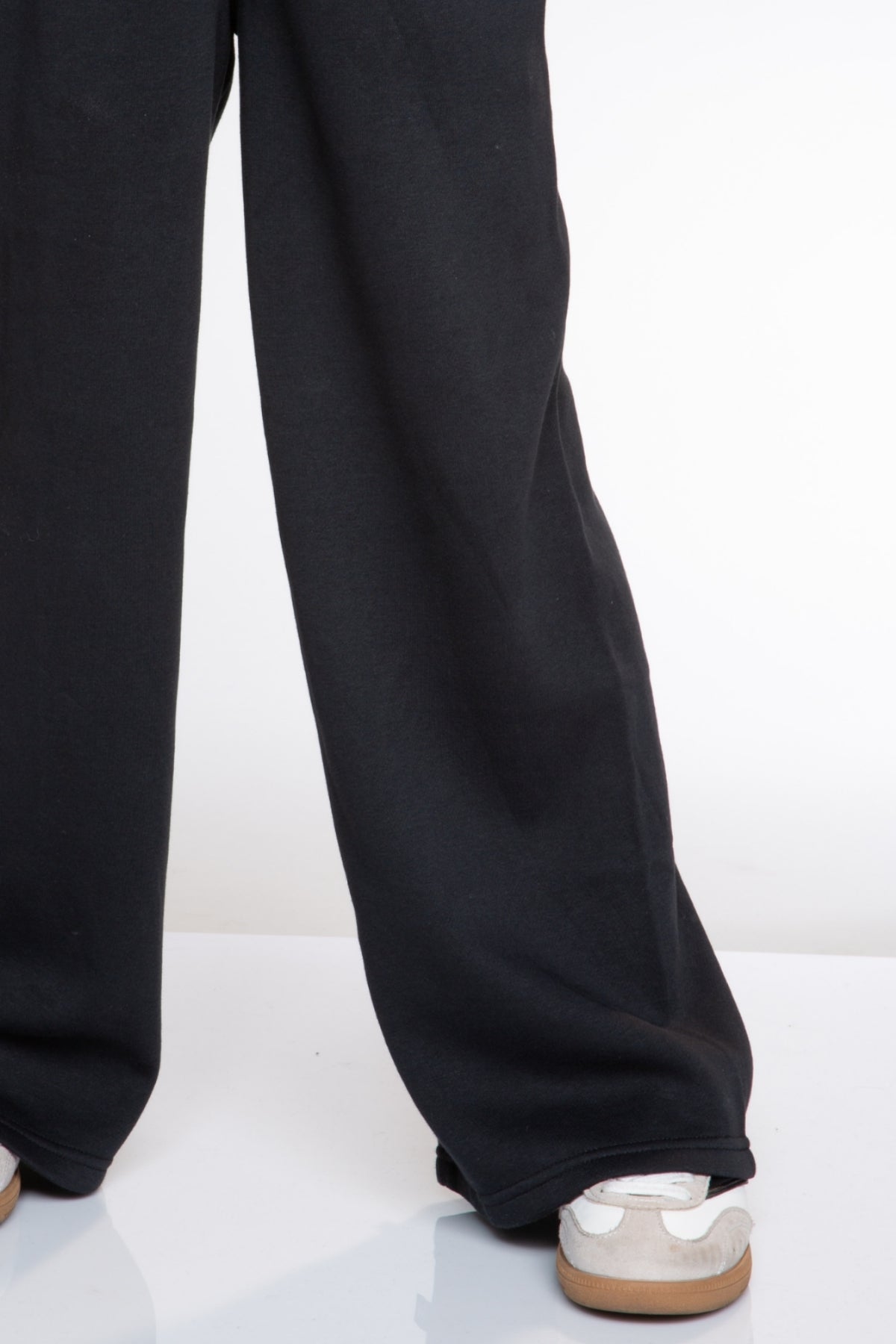 Cloud Soft French Terry Wide Leg Pant - Black