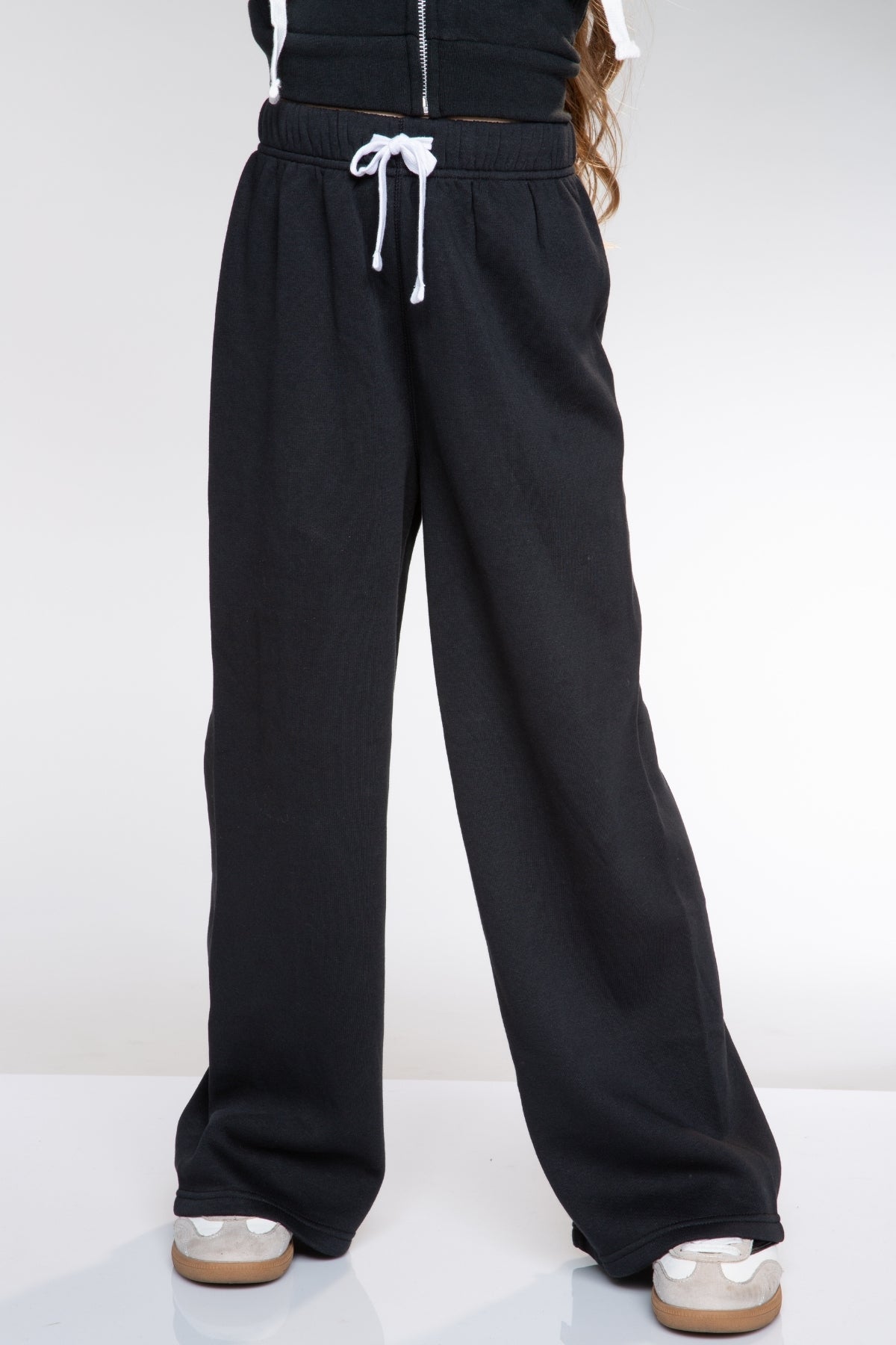 Cloud Soft French Terry Wide Leg Pant - Black