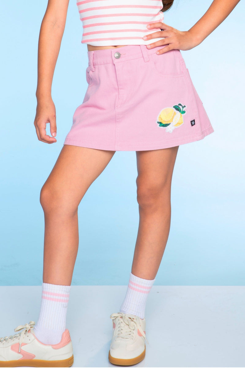 The Perfect Denim Skort - Washed Pink Sequin Lemon - NEW!