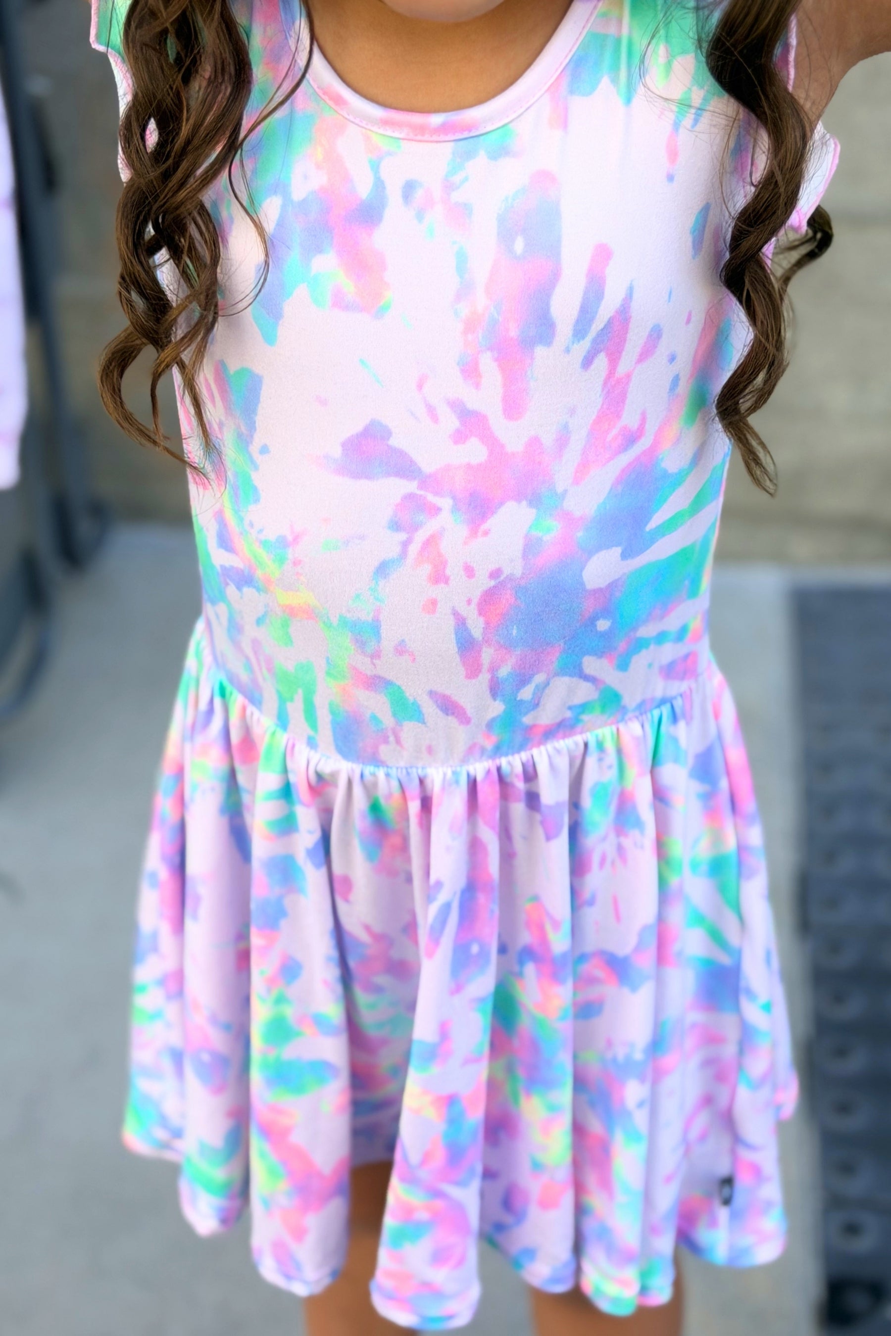 2-Pack Simply Soft Short Sleeve Dress - Rainbow Pastel Tie Dye | Lt Pink Rainbow Leopard Heart