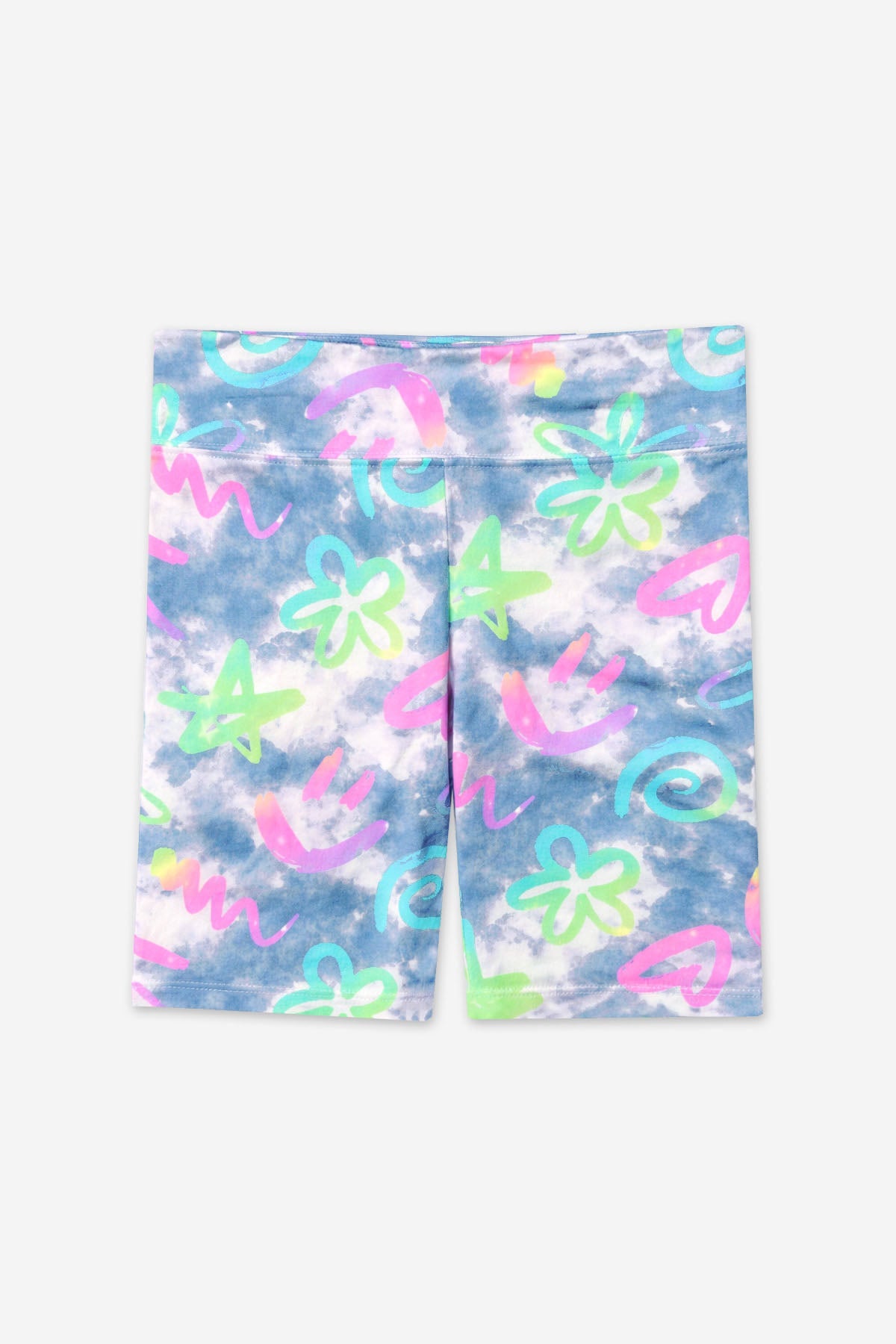 Simply Soft Biker Short - Denim Leopard Splatter