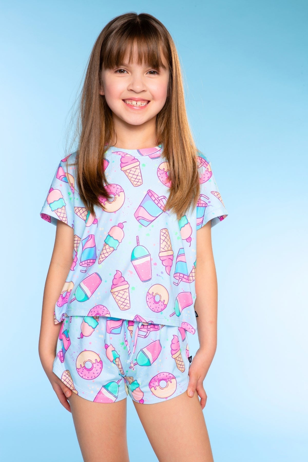 Simply Soft Easy Tee & Dolphin Short - Blue Rainbow Ice Cream