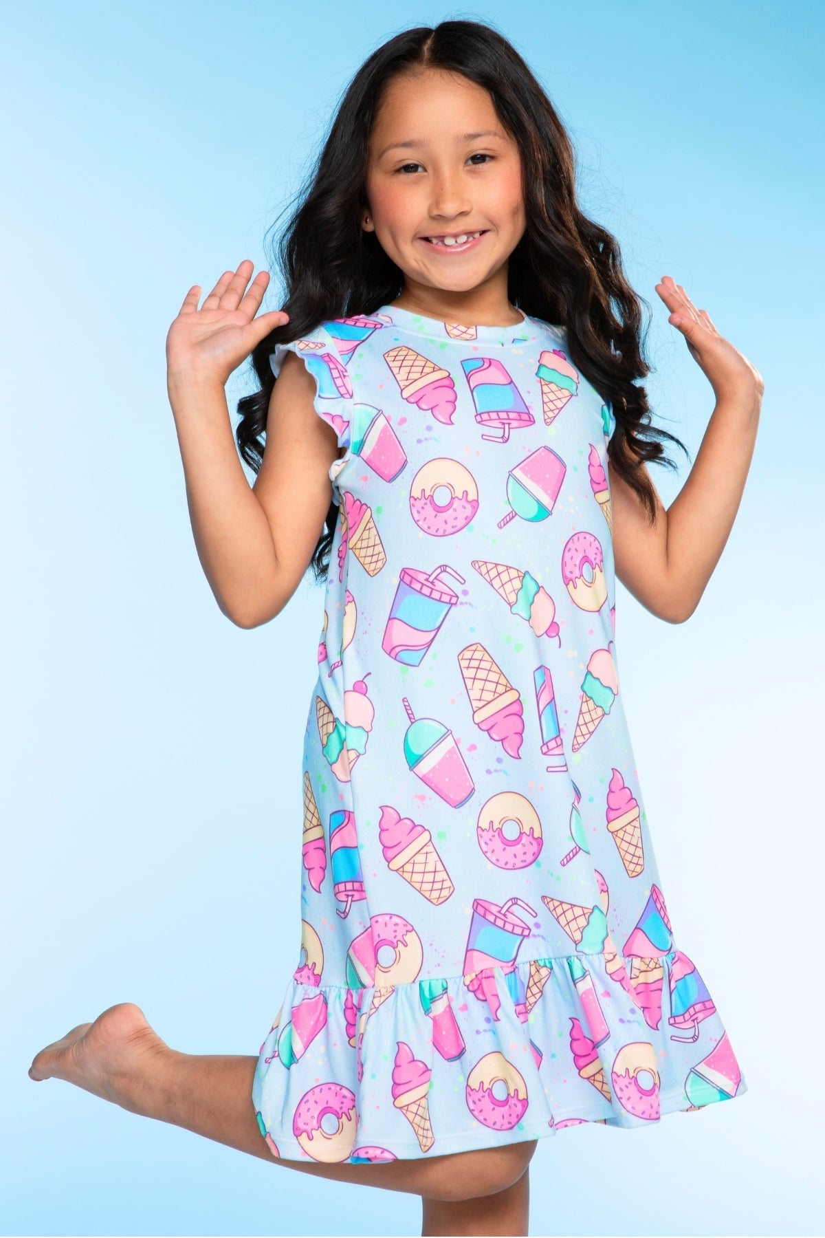 Simply Soft Flutter Sleeve Lounge Dress - Lilac Donut Ice Cream - NEW!