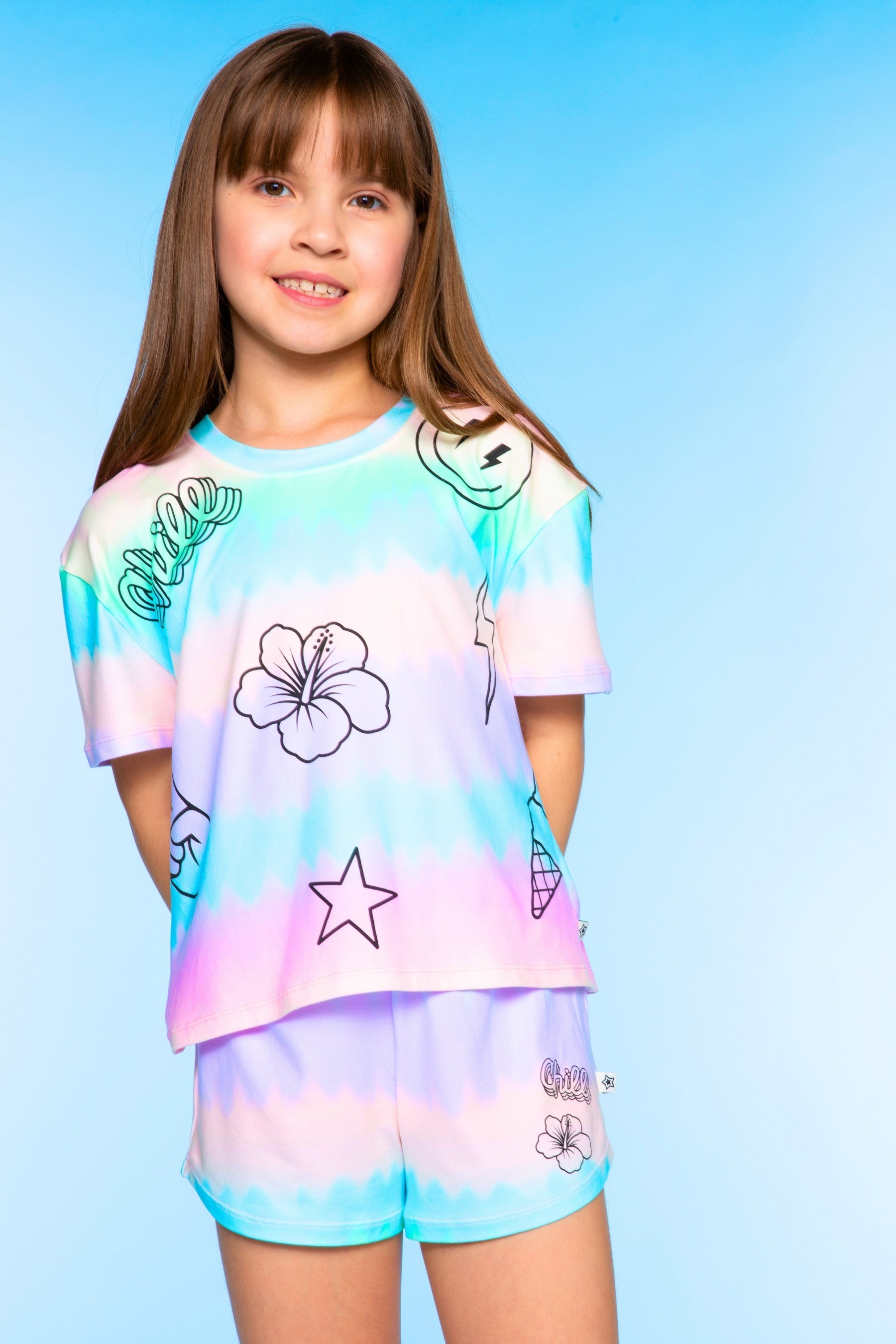 Simply Soft Easy Tee & Dolphin Short Set - Pink Denim Floral Love - NEW!