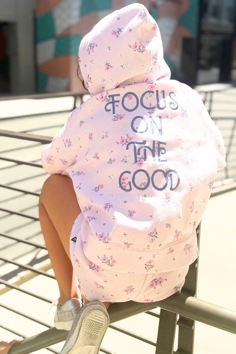 Cloud Soft French Terry Everyday Hoodie - Blush Focus On The Good Ditsy Lilac Floral - NEW!