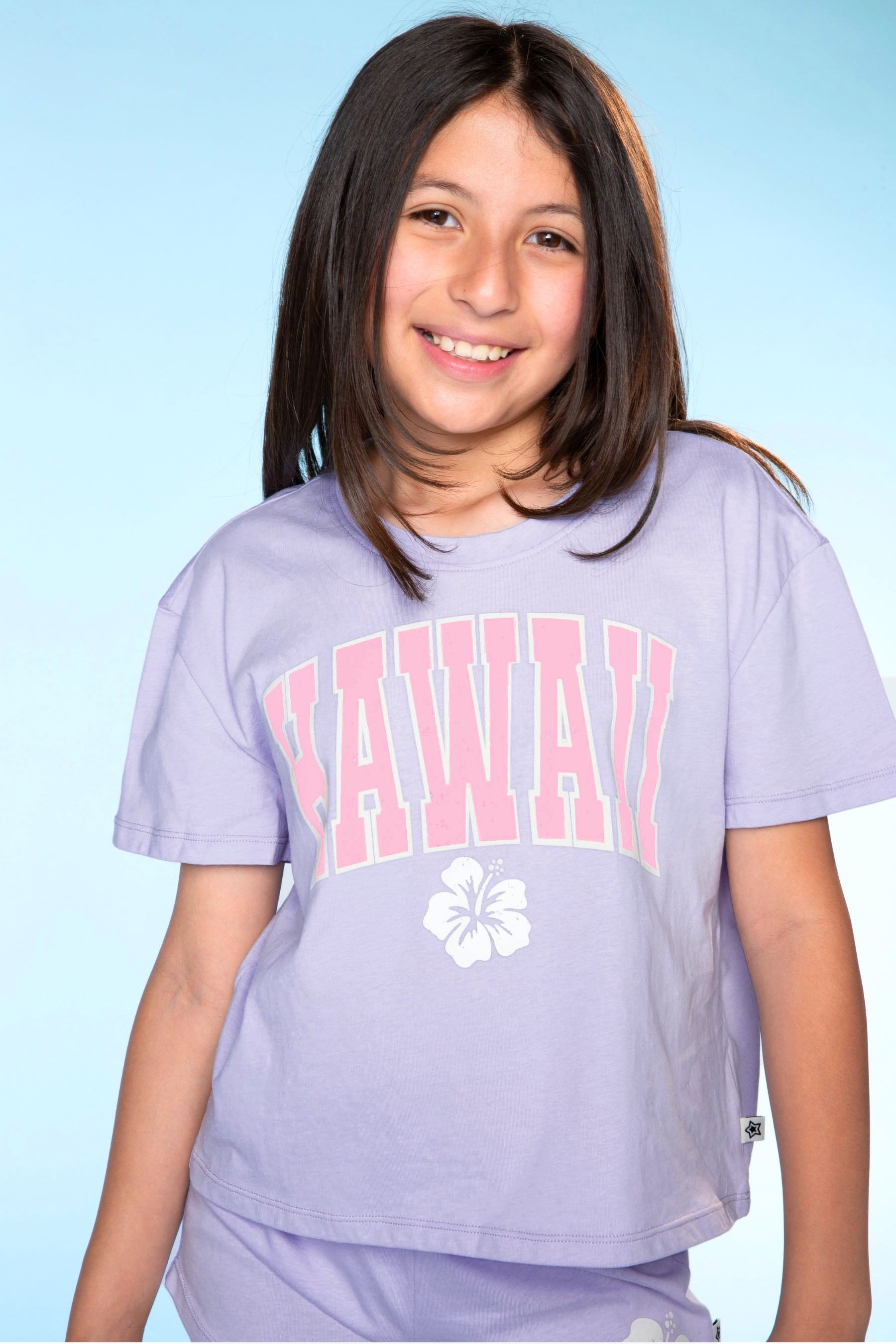 Washed Cotton Easy Tee & Dolphin Short Set - Lilac Hawaii - NEW!