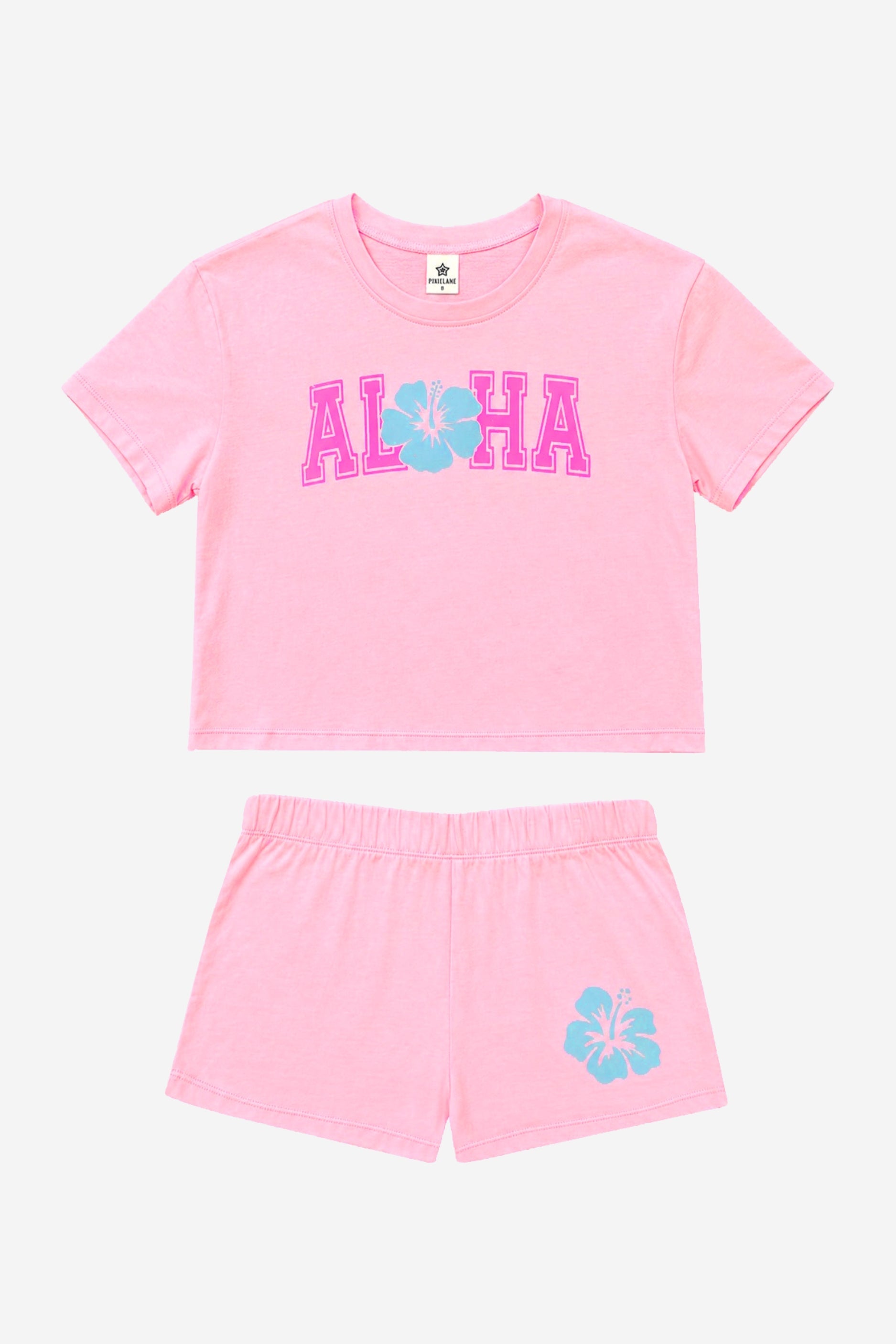 Washed Cotton Easy Tee & Dolphin Short Set - Lilac Hawaii - NEW!
